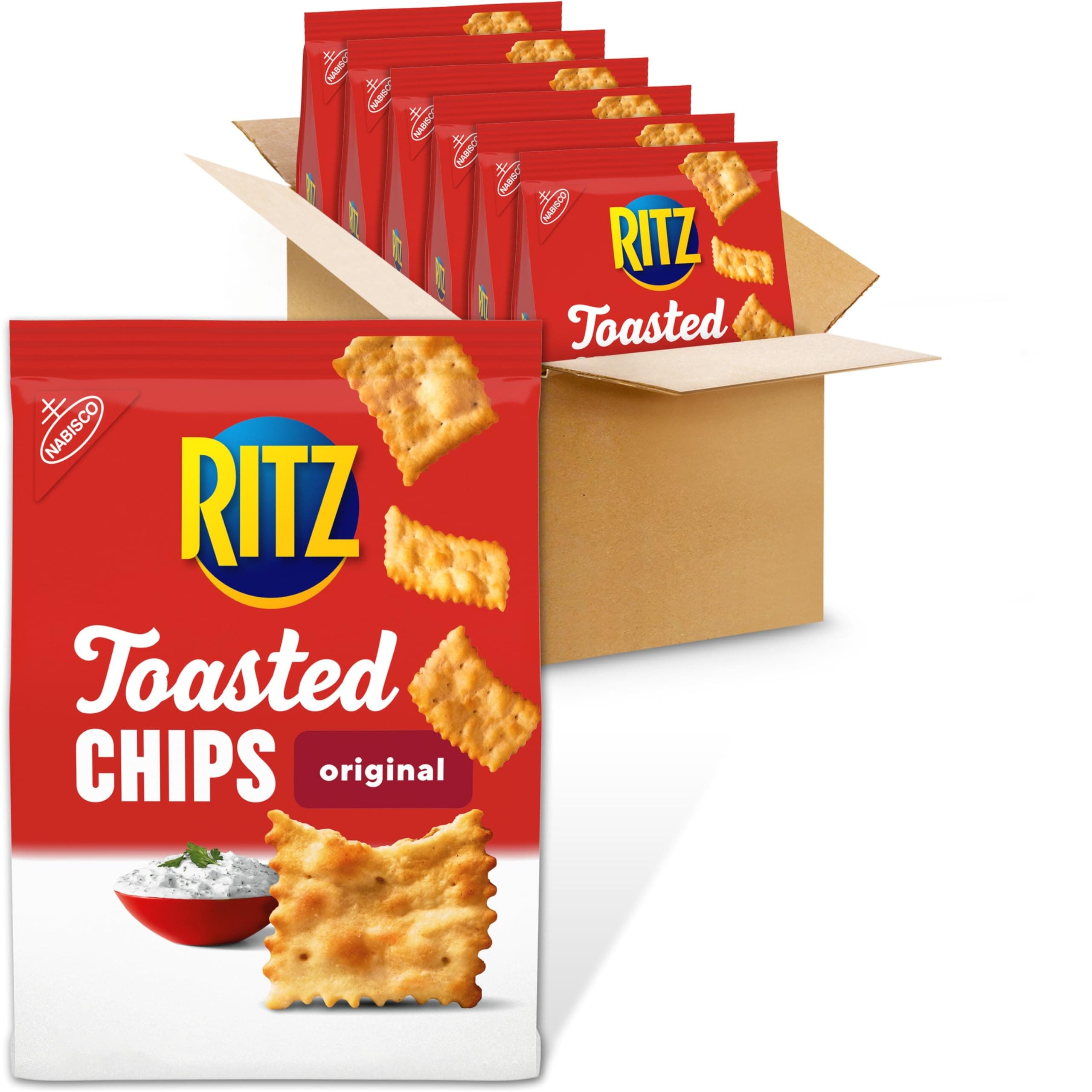 RITZ Toasted Chips Original Crackers, Party Snacks, Bulk Snacks, 6 - 8.1 oz Bags