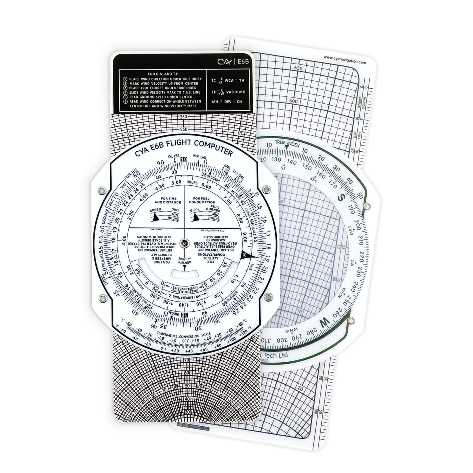 CYA E6B Plastic Flight Computer, Upgrade Aviation Pilot Flight Computer Calculator Standard Flying Training Student Use with IFR VFR Sectional Charts