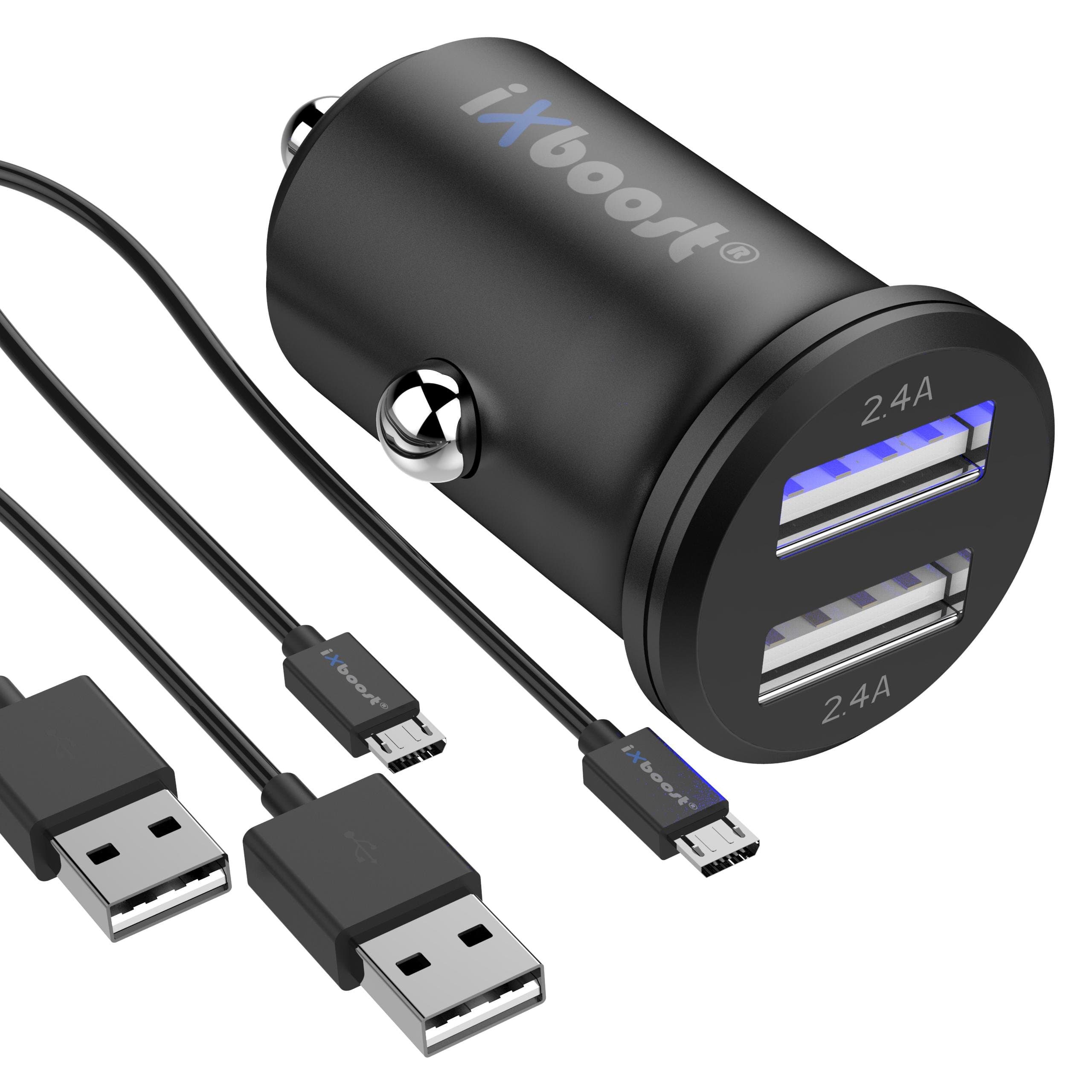 iXboost IX 1S Speed Charge Kit 4.8 A Dual Mini Mobile Phone In Car Charger Car Cigarette Lighter Adapter + 2 x Micro USB Cable