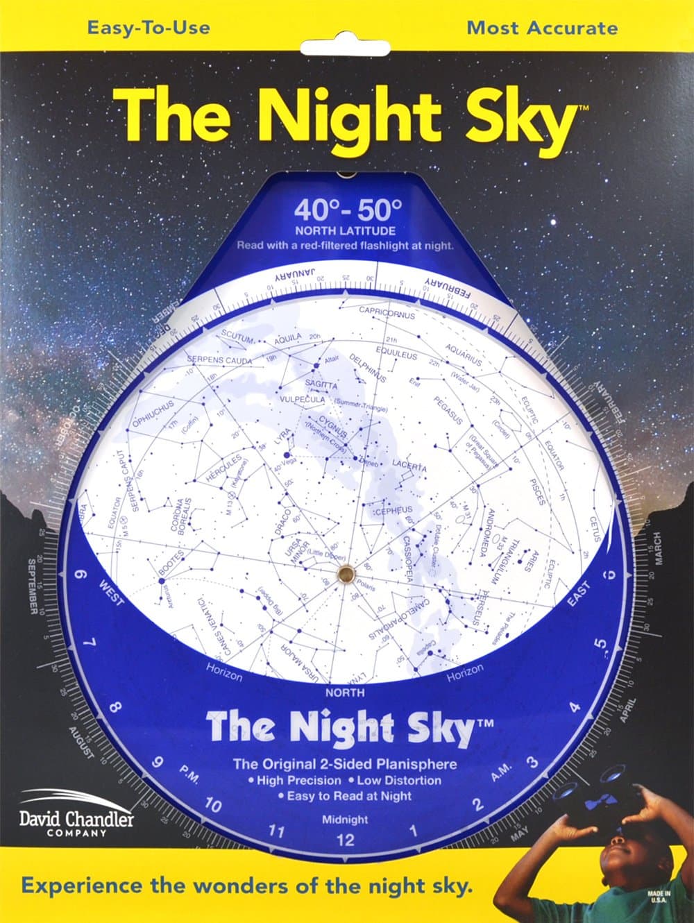 The Night Sky Planisphere 40°-50°N (Small Plastic)