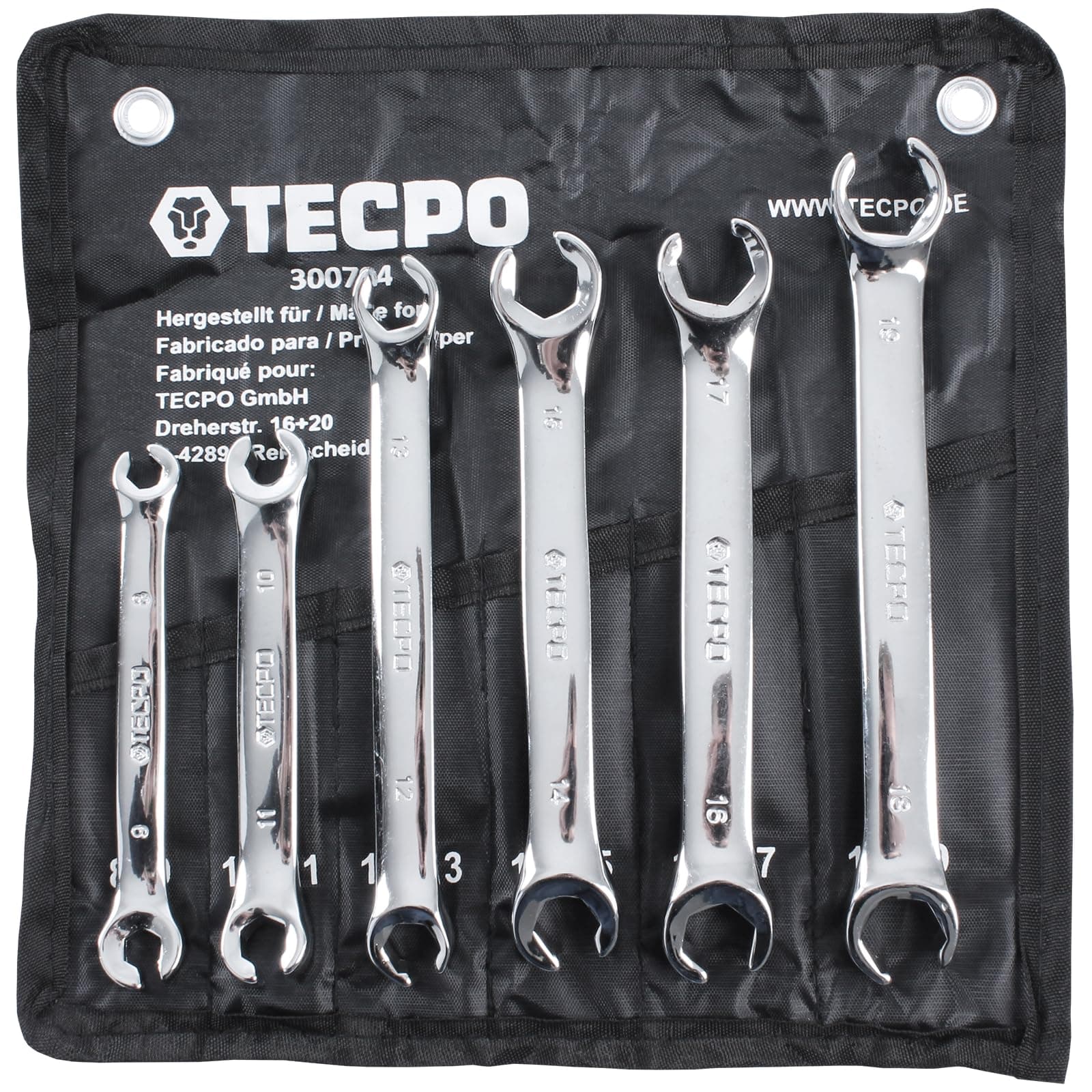 Brake Pipe Spanner 8-19 mm Ring Spanner Set Open Ring Spanner 6 Pieces
