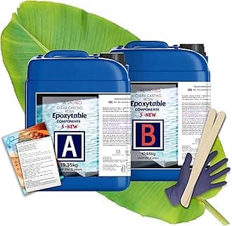 30 Kg Epoxy Resin Epoxytable Five Ideal for creating River Table, Furniture, Clear Casting, Countertops 5 cm, Jewellery and Artistic Creations, Non-toxic Certified, Technical Assistance in English