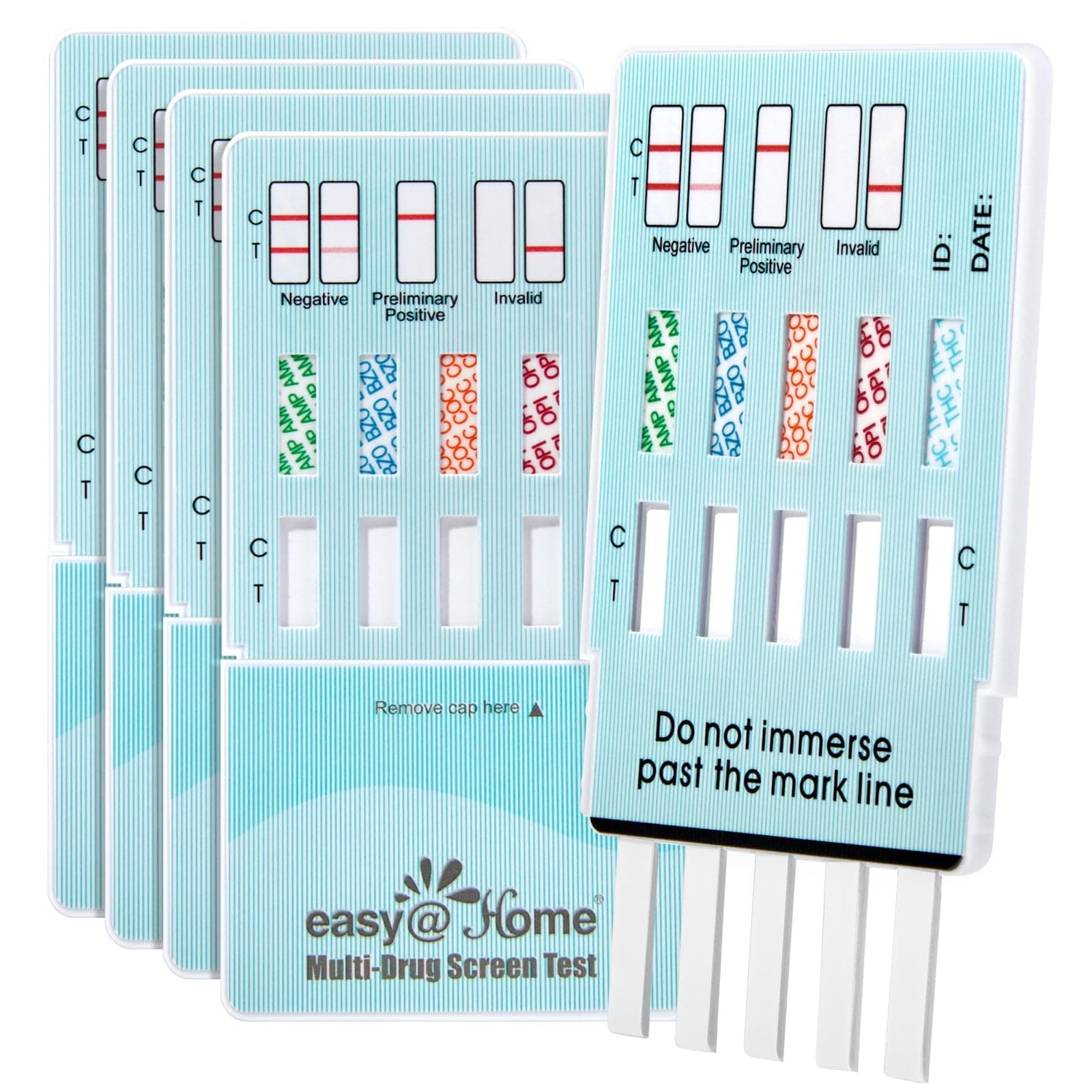 Easy@Home 5 Panel Urine Drug Test Kit [5 Pack] - THC/Marijuana, Cocaine, OPI/Opiates, AMP, BZO All Drugs Testing Strips in One Kit - at Home Use Screening Test with Results in 5 Mins #EDOAP-754