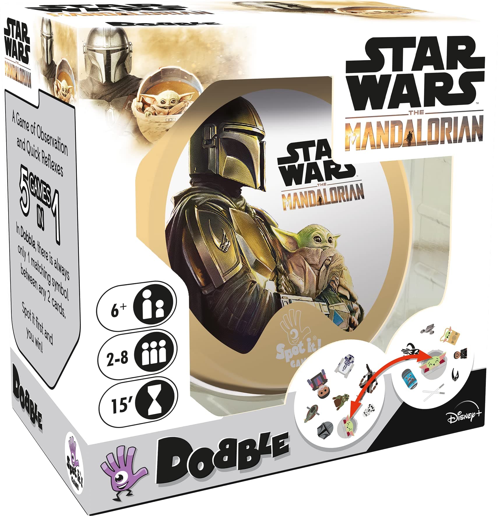 Asmodee | Dobble Star Wars Mandalorian | Card Game | Ages 6+ | 2-8 Players | 15 Minutes Playing Time