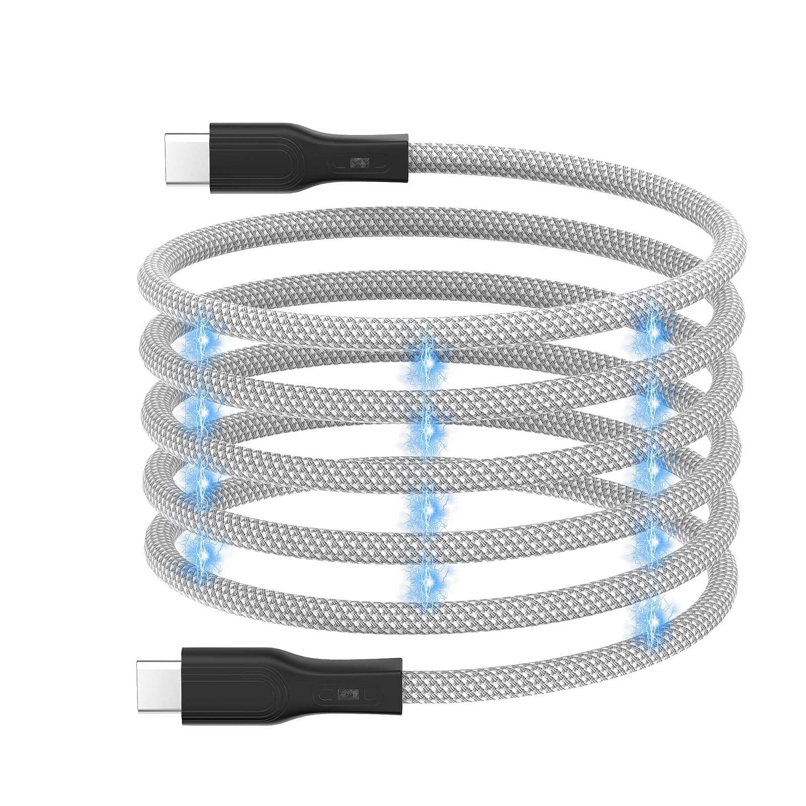 USB C Charger Cable, Magnetic USB C to USB C Cable 60W(3A), Coiled Type C Fast Charging Cable 3.3ft, Nylon Braided USB C Cord Compatible for USB C Device for Pad for Samsung Galaxy