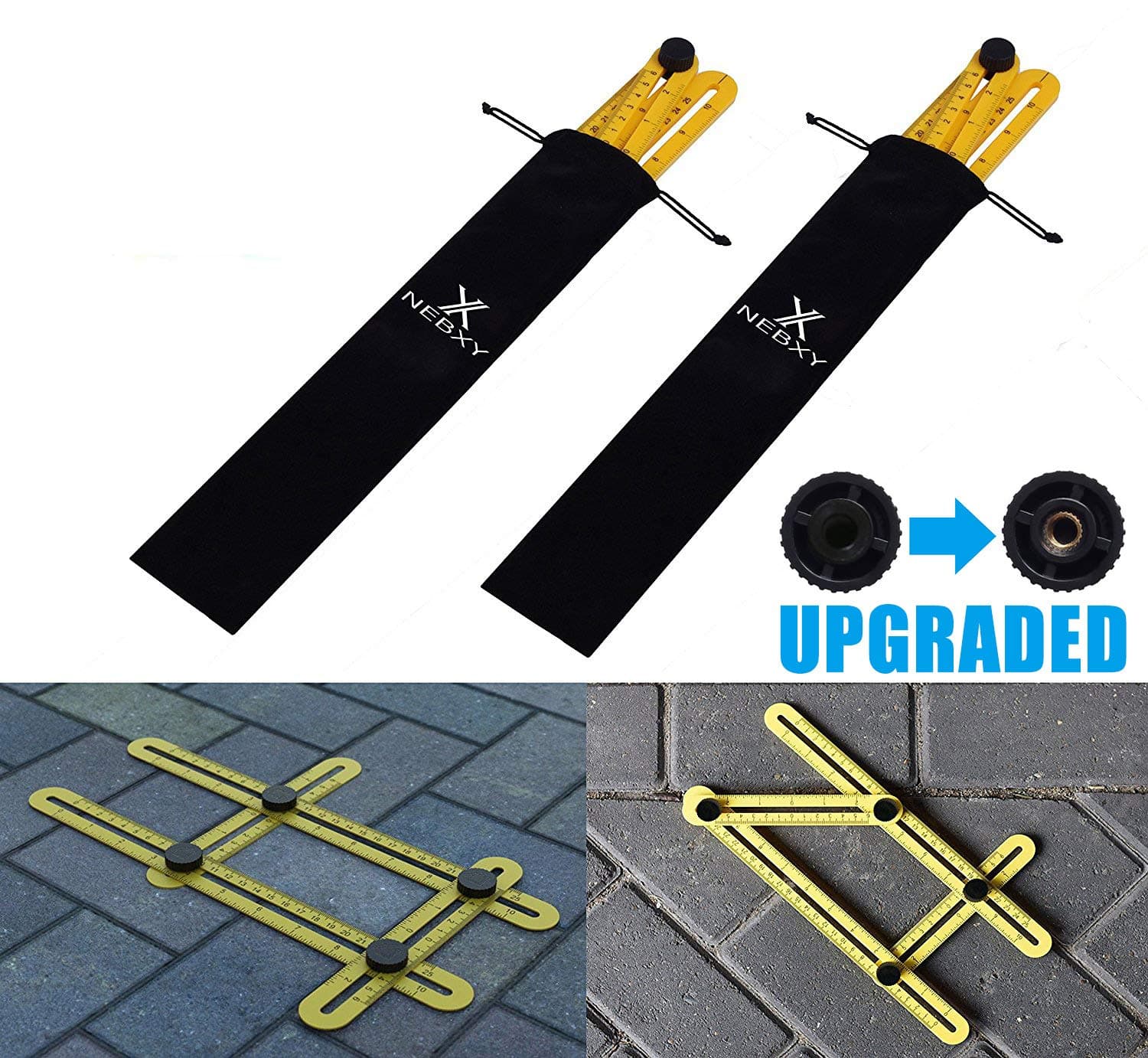 Template tool angle ruler, NEBXY Multi-angle measuring ruler, Measurement tool and tool template ruler for measures all angles for Handymen, Builders and Craftsmen（ Pack of 2）