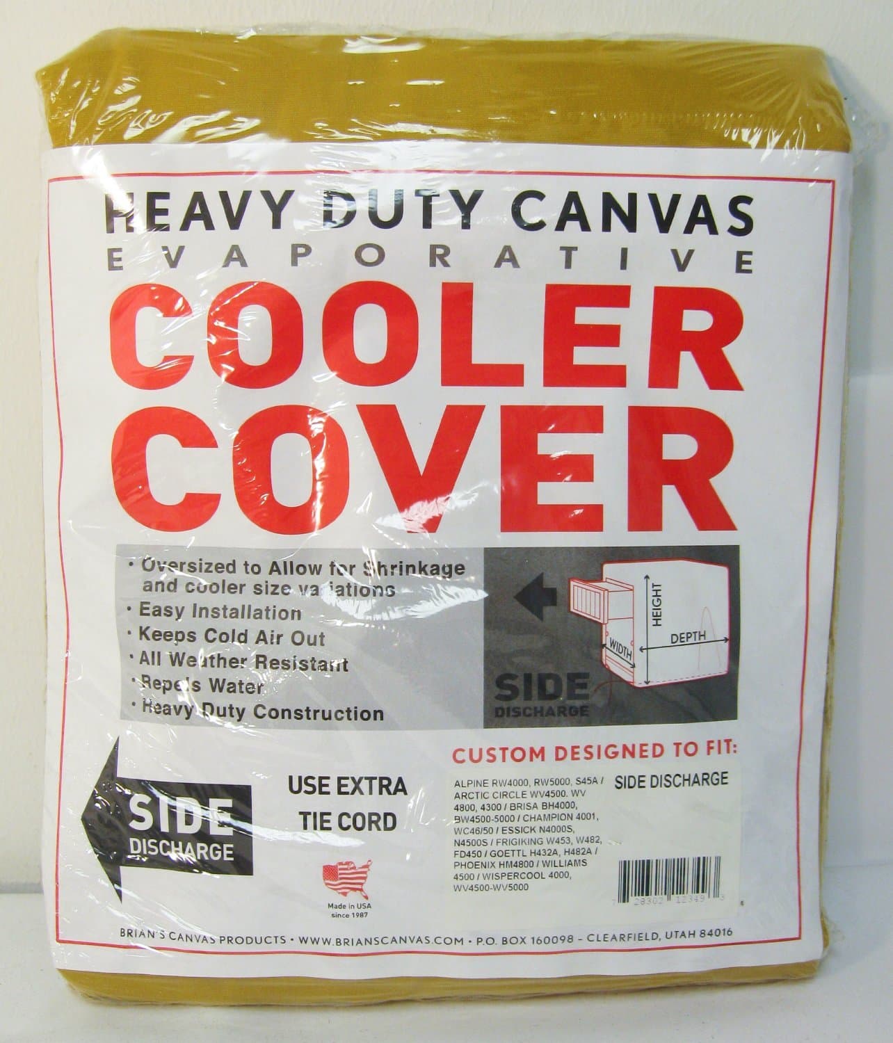 37"W x 30"D x 30"H Side Draft Heavy Duty Canvas Cover for Evaporative Swamp Cooler (37 x 30 x 30)