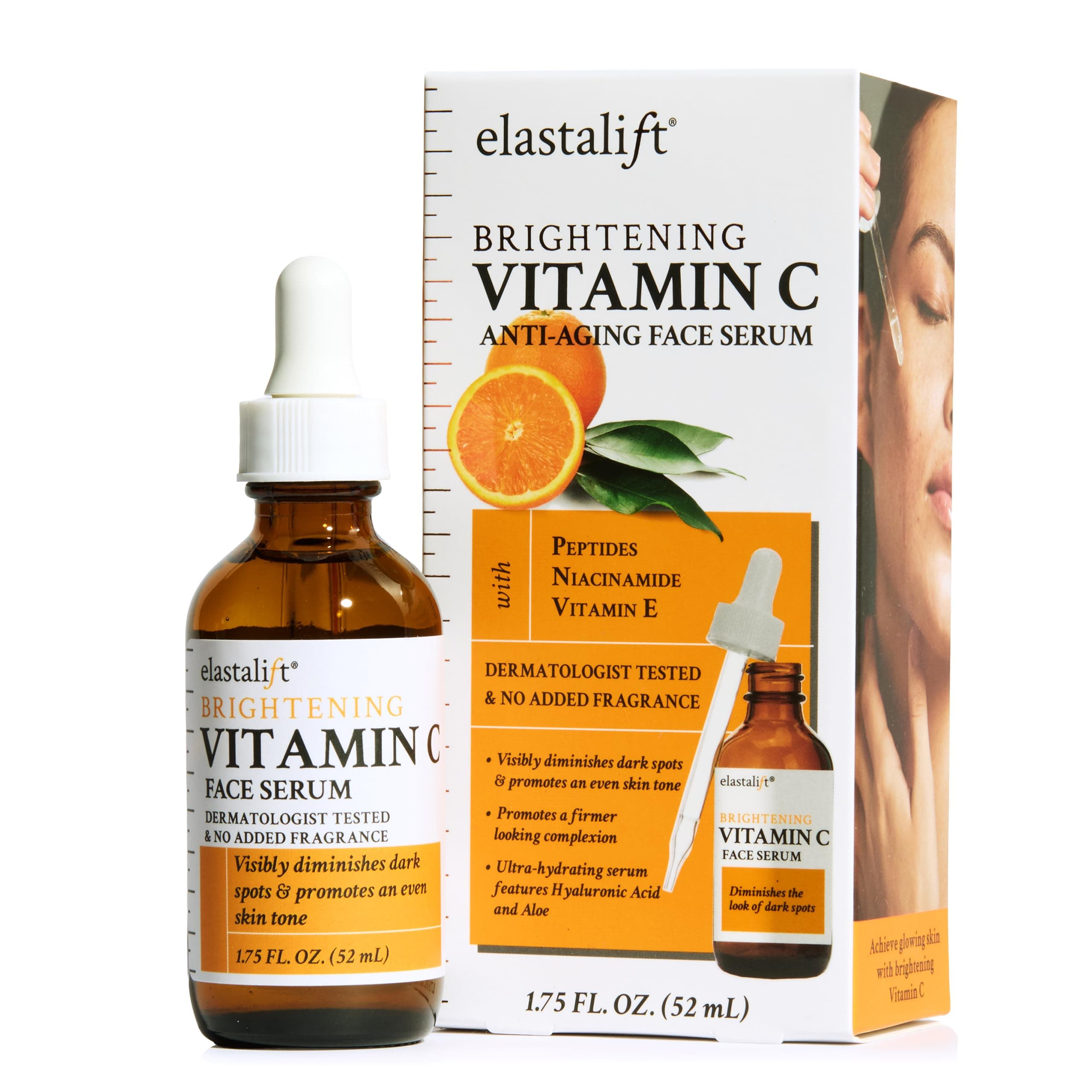 Elastalift Bonus size 1.75 fl oz Vitamin C Serum for Age Spots, Wrinkles, Expression Lines. Anti-Aging Serum w/Vitamin C & Hyaluronic Acid brightens skin & helps promote a healthier skin complexion