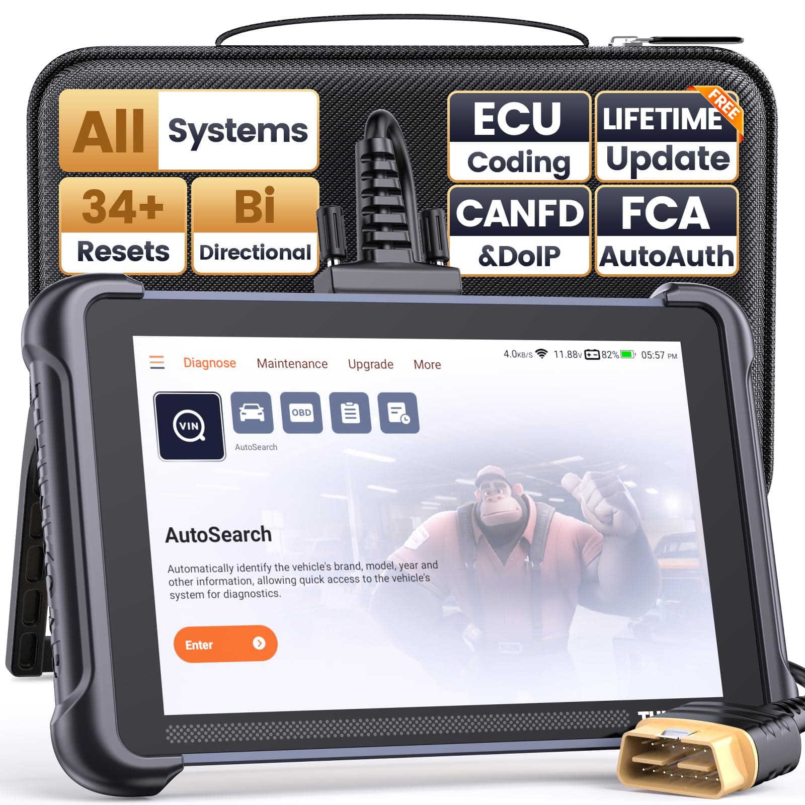 OBD2 Scanner, Car Scanner Diagnostic Tool with OE-Level Full System and 34 Reset Services