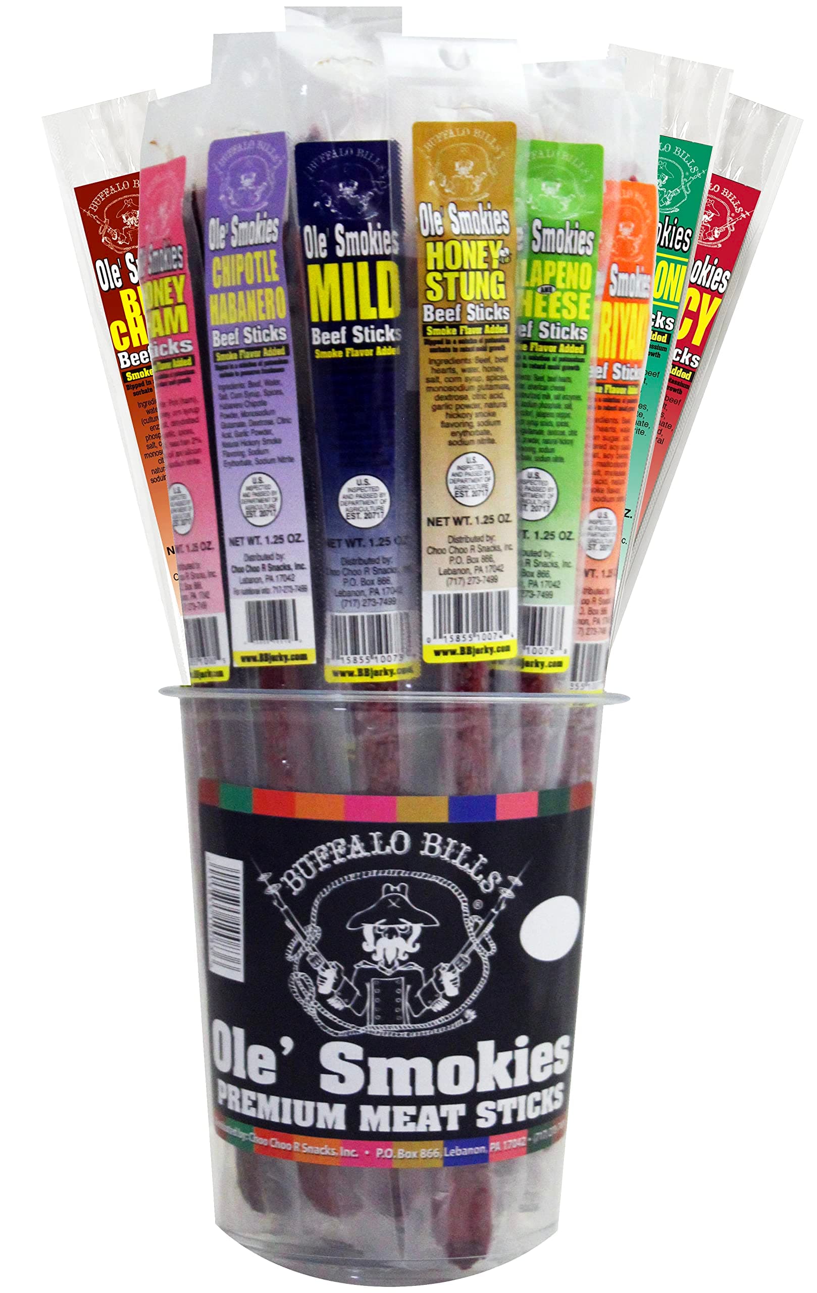 1.25oz Mixed Individually Wrapped 9" Ole' Smokies (30 assorted meat sticks per tub)