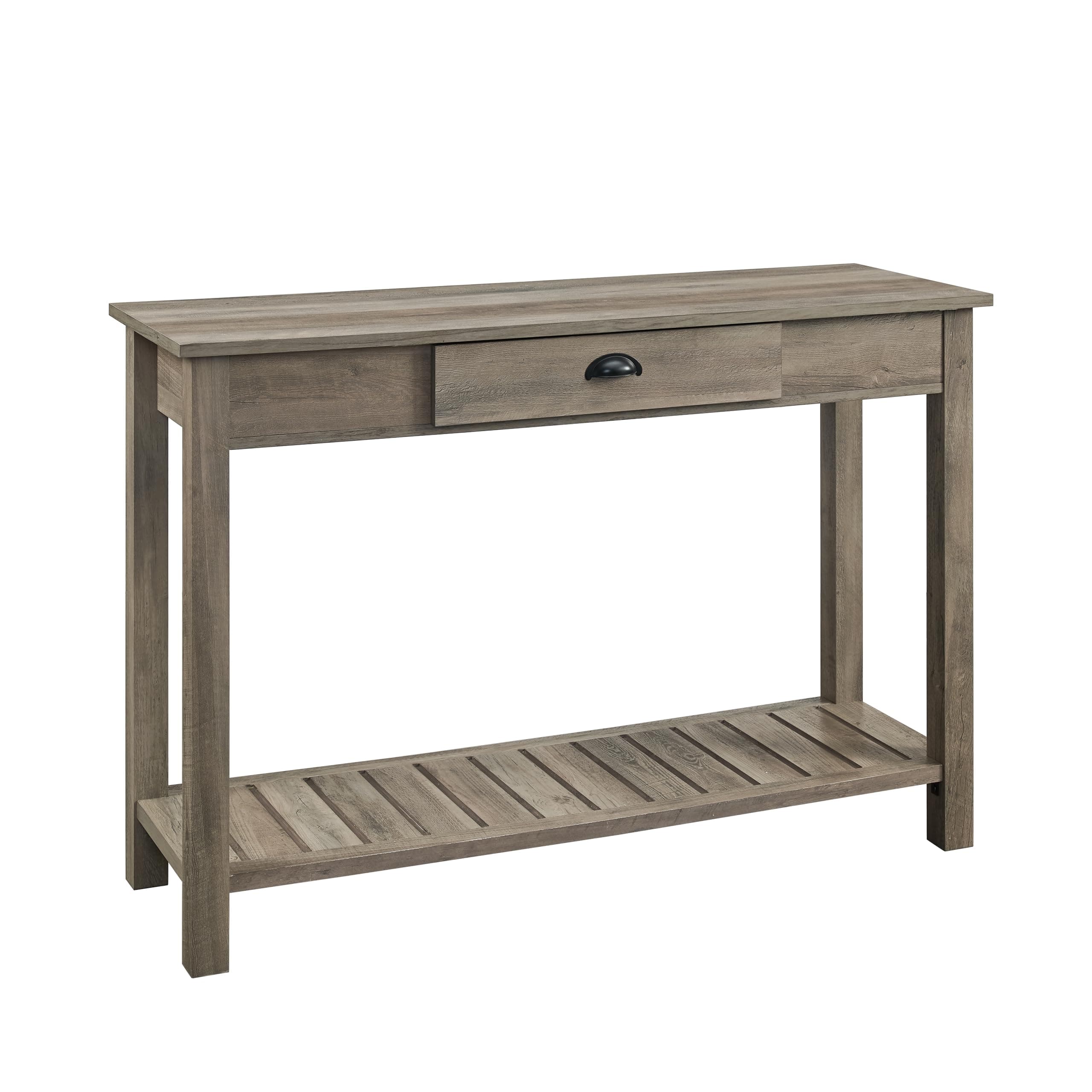 Walker Edison Rustic Wood Farmhouse Entryway Accent Table with Storage Drawer Entry Table Living Room End Table, 48 Inch, 32" H x 48" L x 16" W, Grey