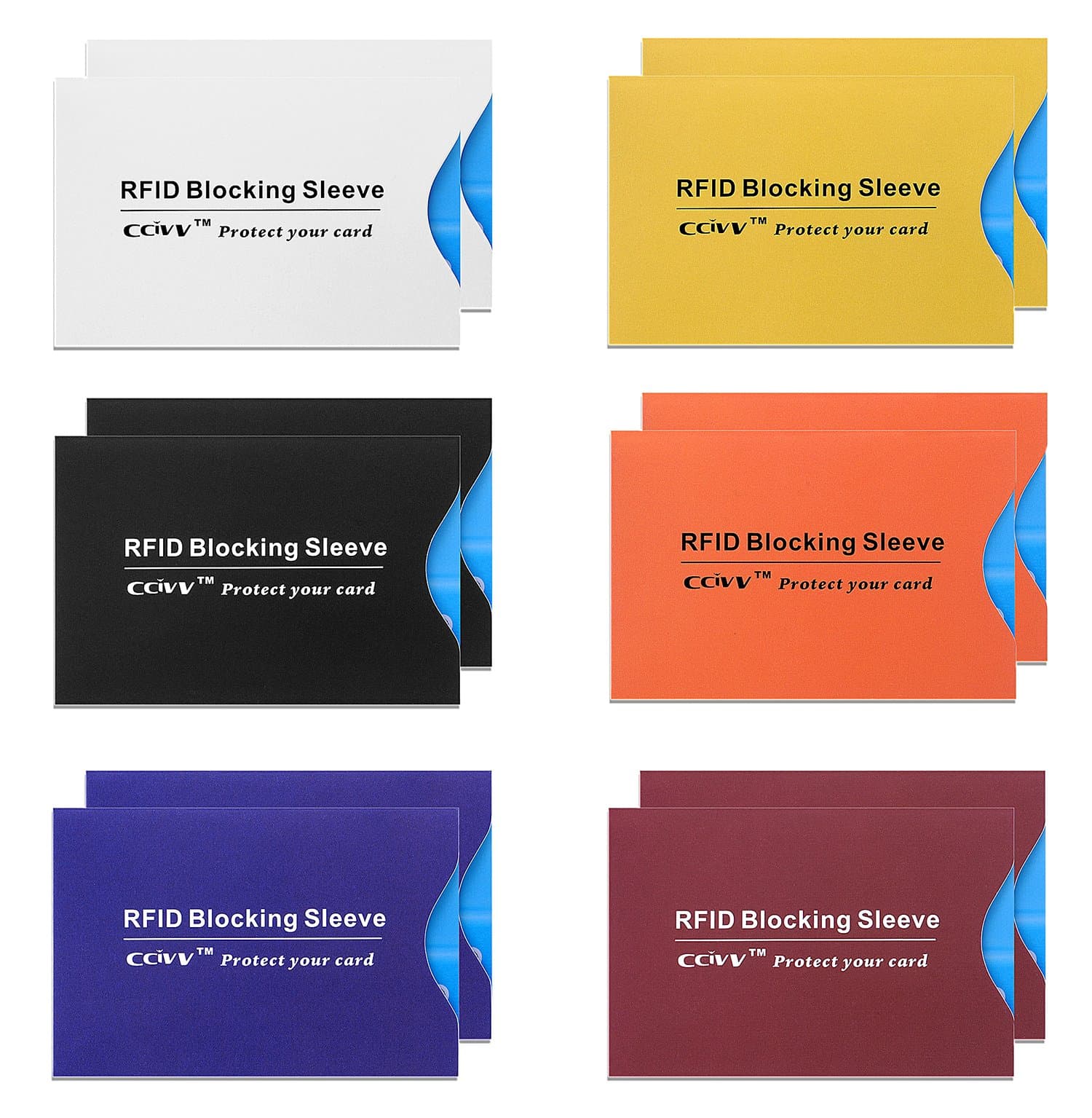 RFID Blocking Sleeves Set Credit Card Protector, Top Identity Theft Protection Travel Case (Bundle of 12)