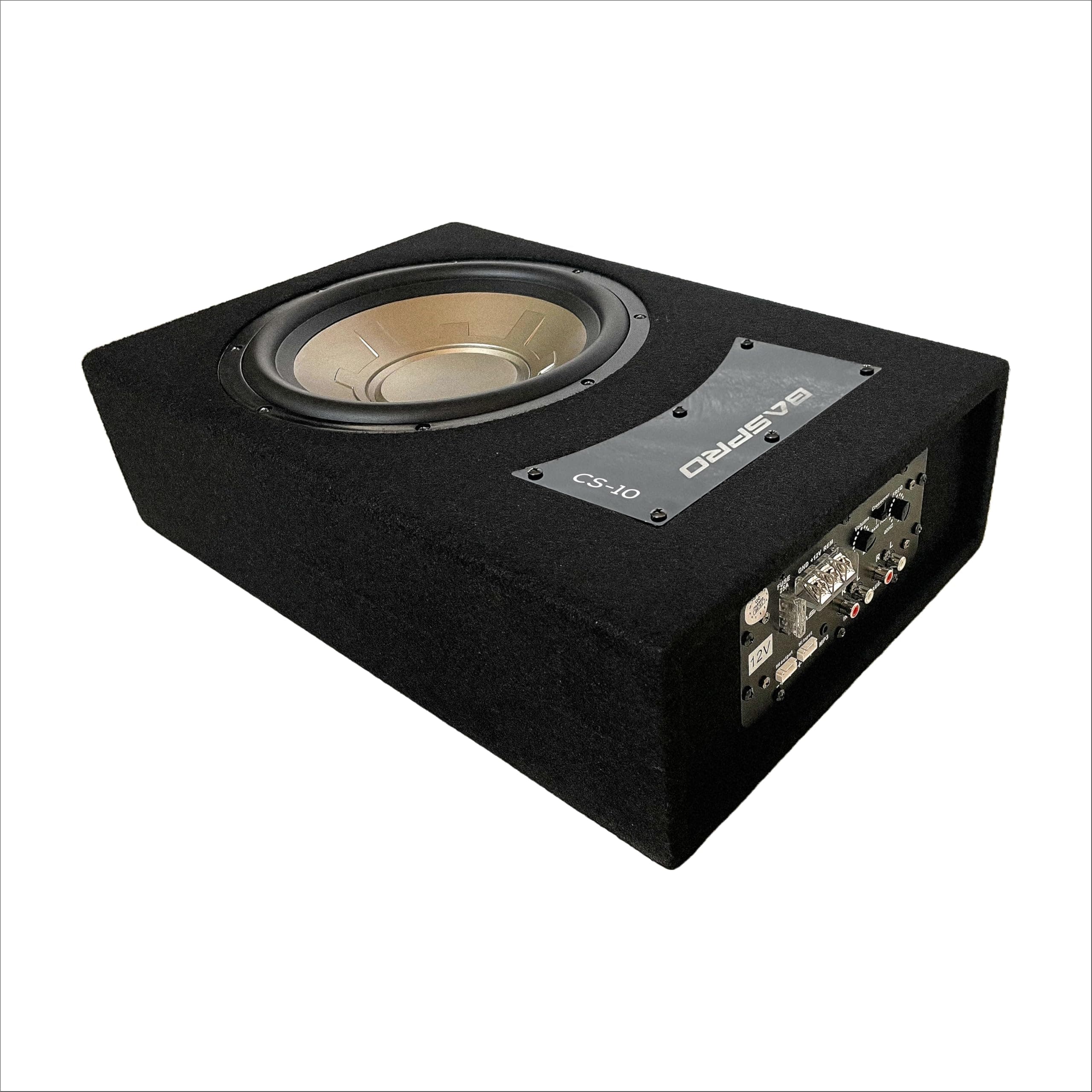 BASPRO | Slimpact Automotive Subwoofer System CS-10 10" Slim & Compact Subwoofer System with Built-in MOSFET Amp. Suitable for CNG Fitted Car/Truck/Tempo Owner who Want Loud with Tight Space