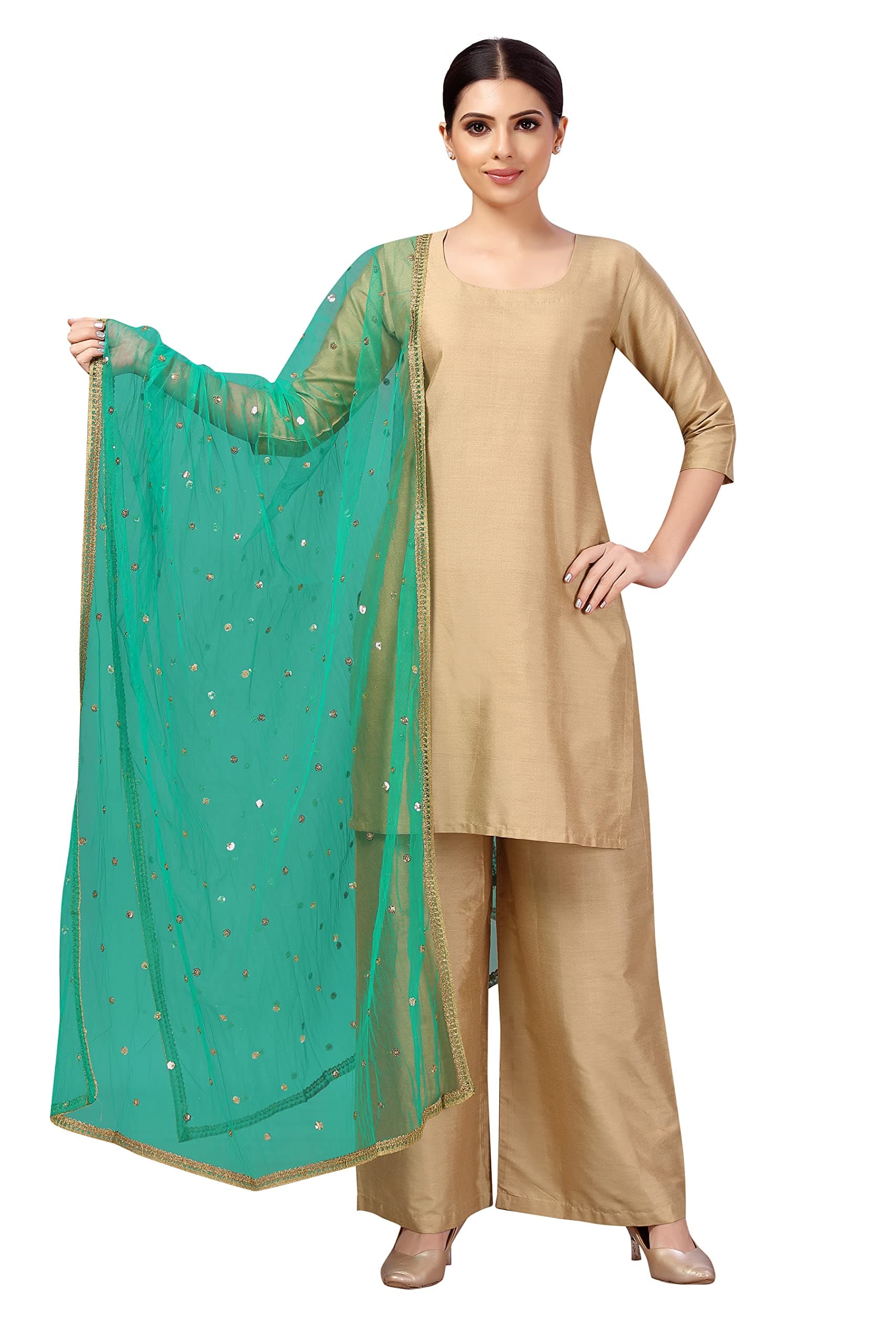 Women's Net sequence Embroidered Full Size Dupatta