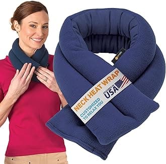 SunnyBay Microwavable Heating Pads, Microwavable Moist Heated Neck and Shoulder Wrap, Versatile Weighted Beanbag Cold Pack or Warm Compress, 2.2 lbs, 26x4 Inches, Navy Blue