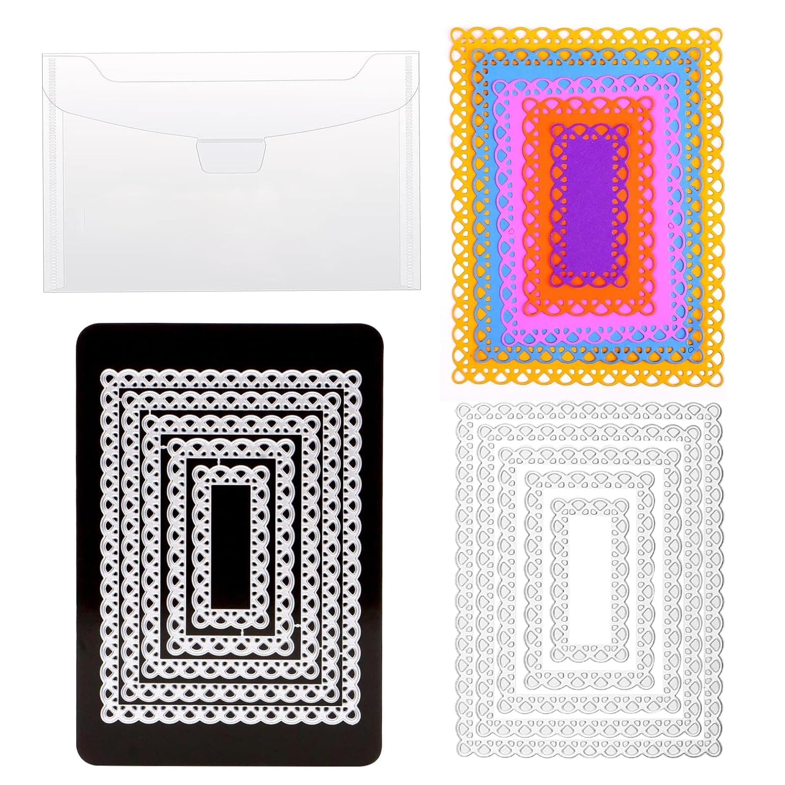 Yoseng Nesting Frame Die-Cuts, Classic Scallops Border Frames, Storage Tools, DIY Card Metal Punch Templates