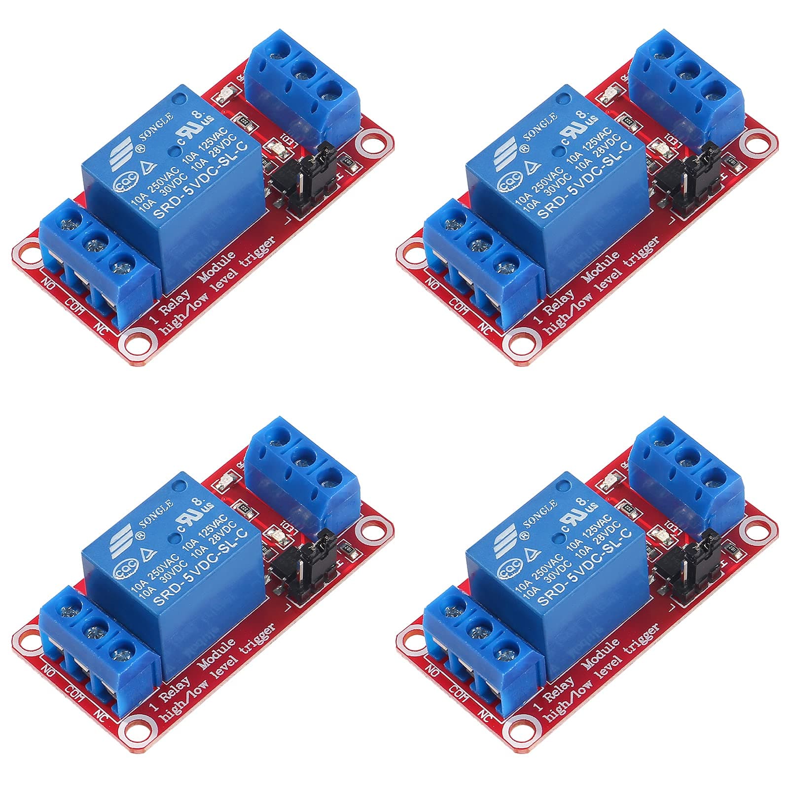4pcs Relay Module DC 5V 1 Channel Relay Board with Optocoupler Isolation Support High or Low Level Trigger