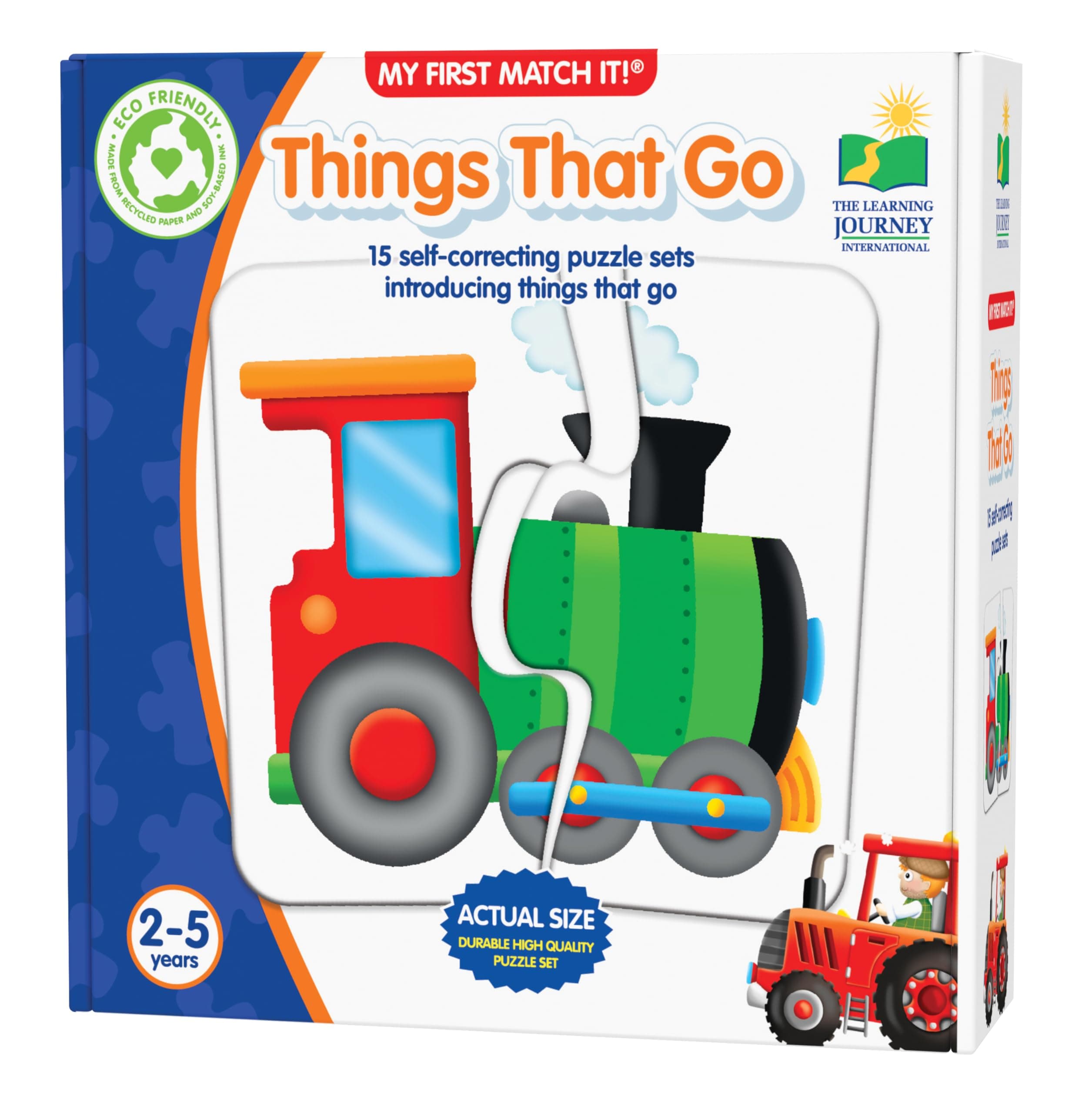 My First Match It - Things That Go Puzzle For Kids - Helps Interactive Child Development, Problem-Solving and Motor Skills - 15 Self-Correcting Puzzle Sets - For 2+ Years