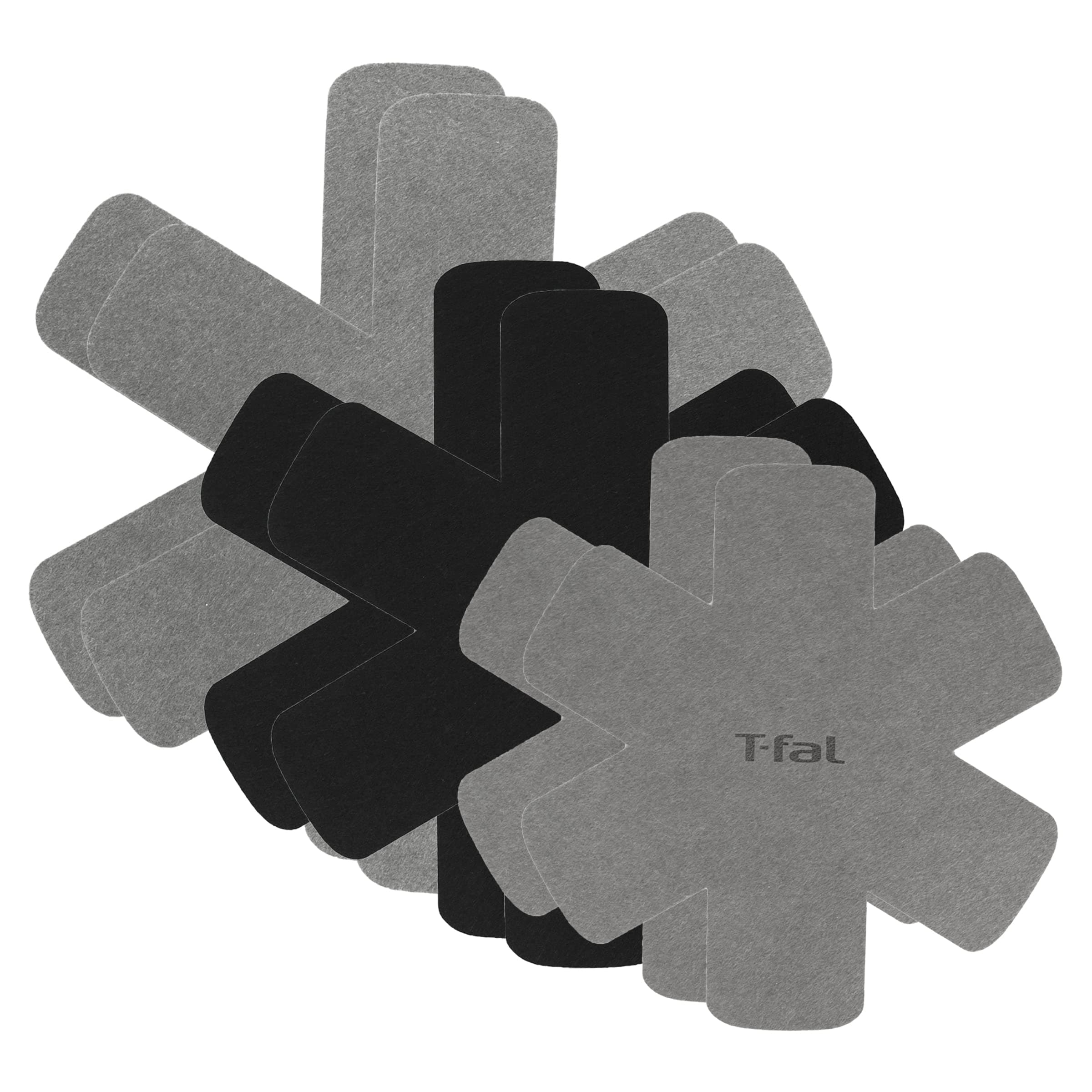 T-fal Premium Pot, Pan Cookware Protectors (6-Pack) for Stacking & Kitchen Organization, 14", 16" 18" Black and Gray