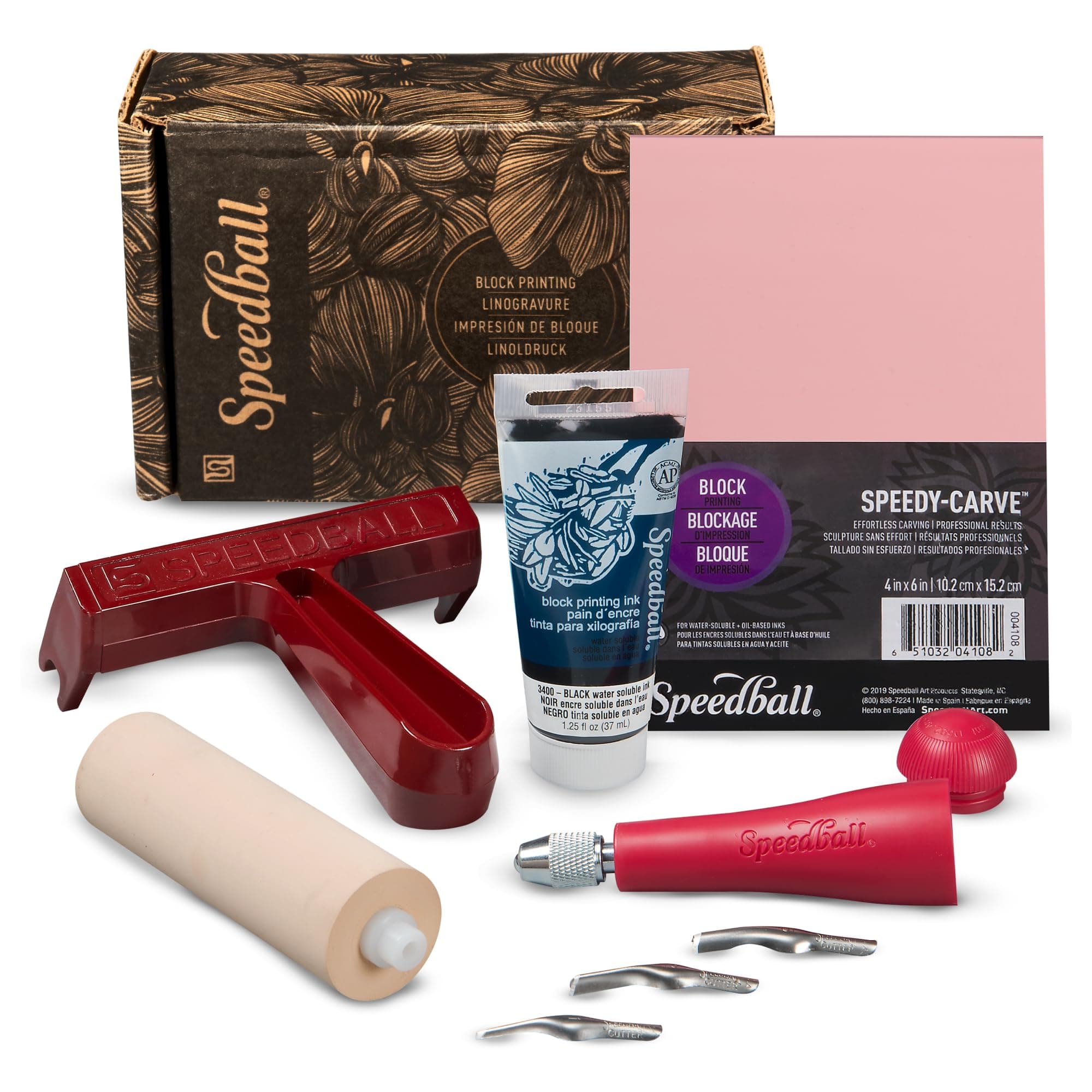 3471 Super Value Block Printing Starter Kit – Includes Ink, Brayer, Lino Handle and Cutters, Speedy-Carve