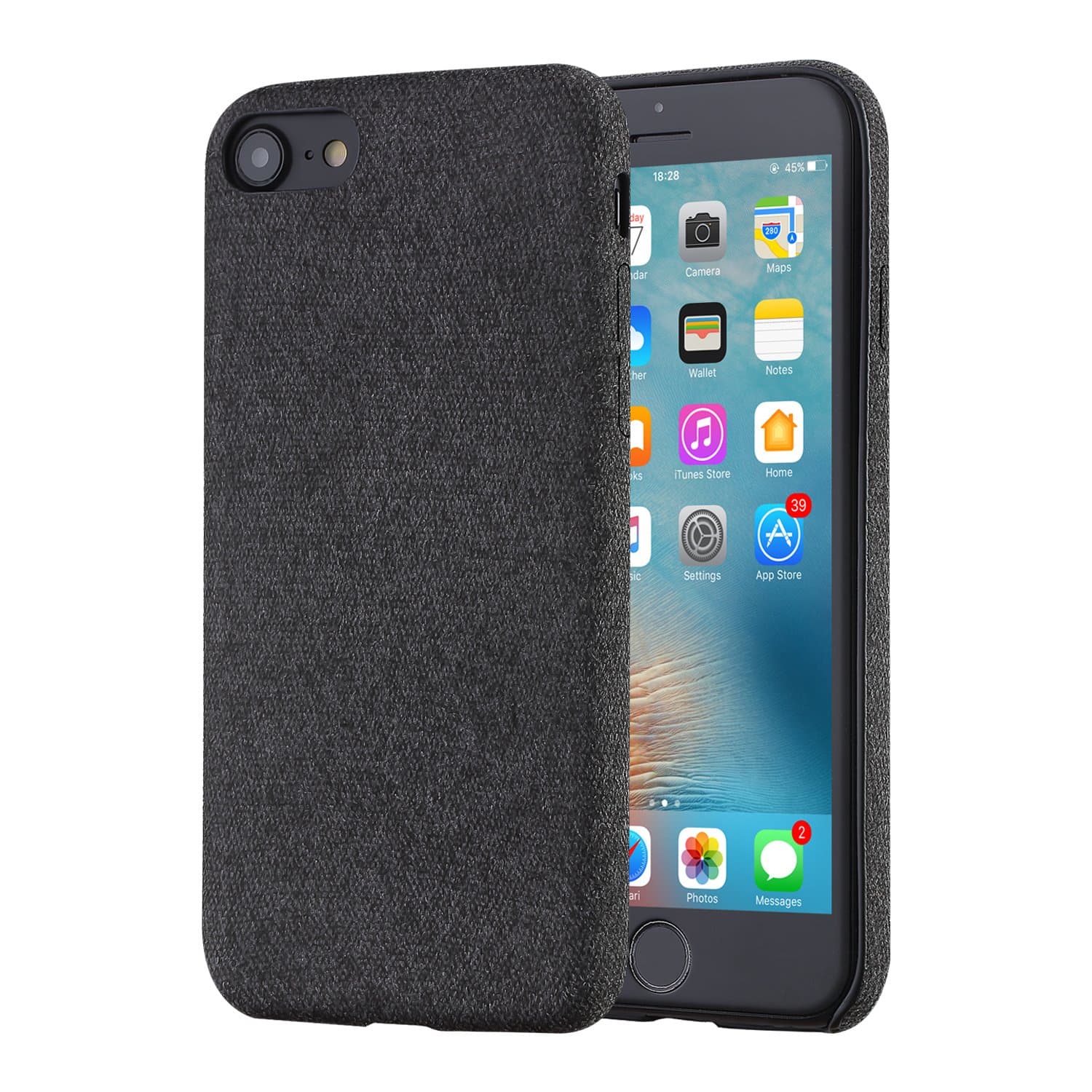 iPhone 7 Case, KINCS Slim Microfiber Cloth Case Slim Fit Soft Cover Case for Apple iPhone 7 (Black)