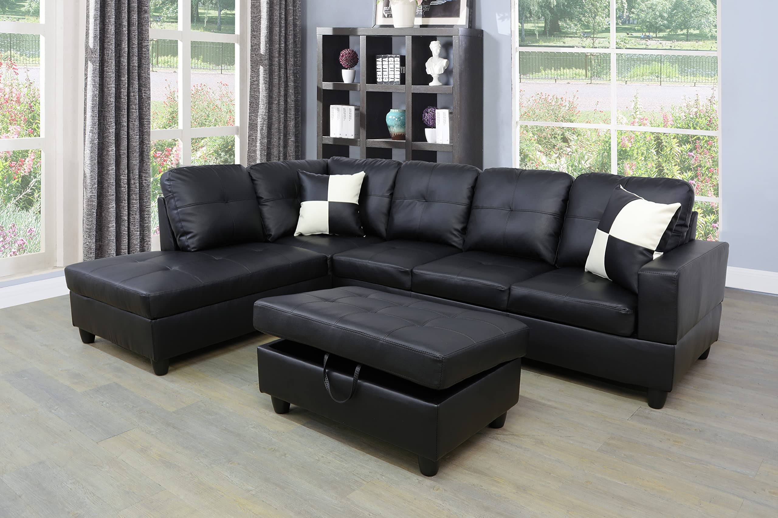 Sectional Sofa Set, 91A Black