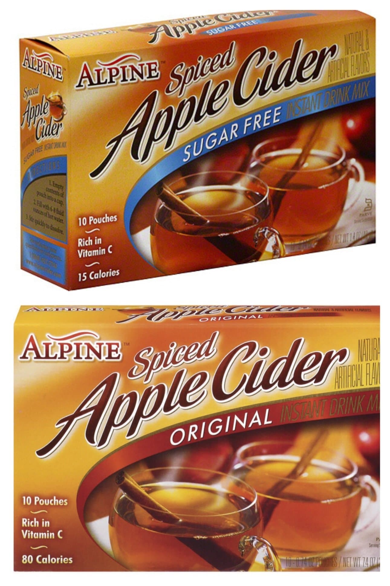 Spiced Cider Apple Bundle, 1 Original and 1 Sugar Free 10-count Box Each (2 Pack)