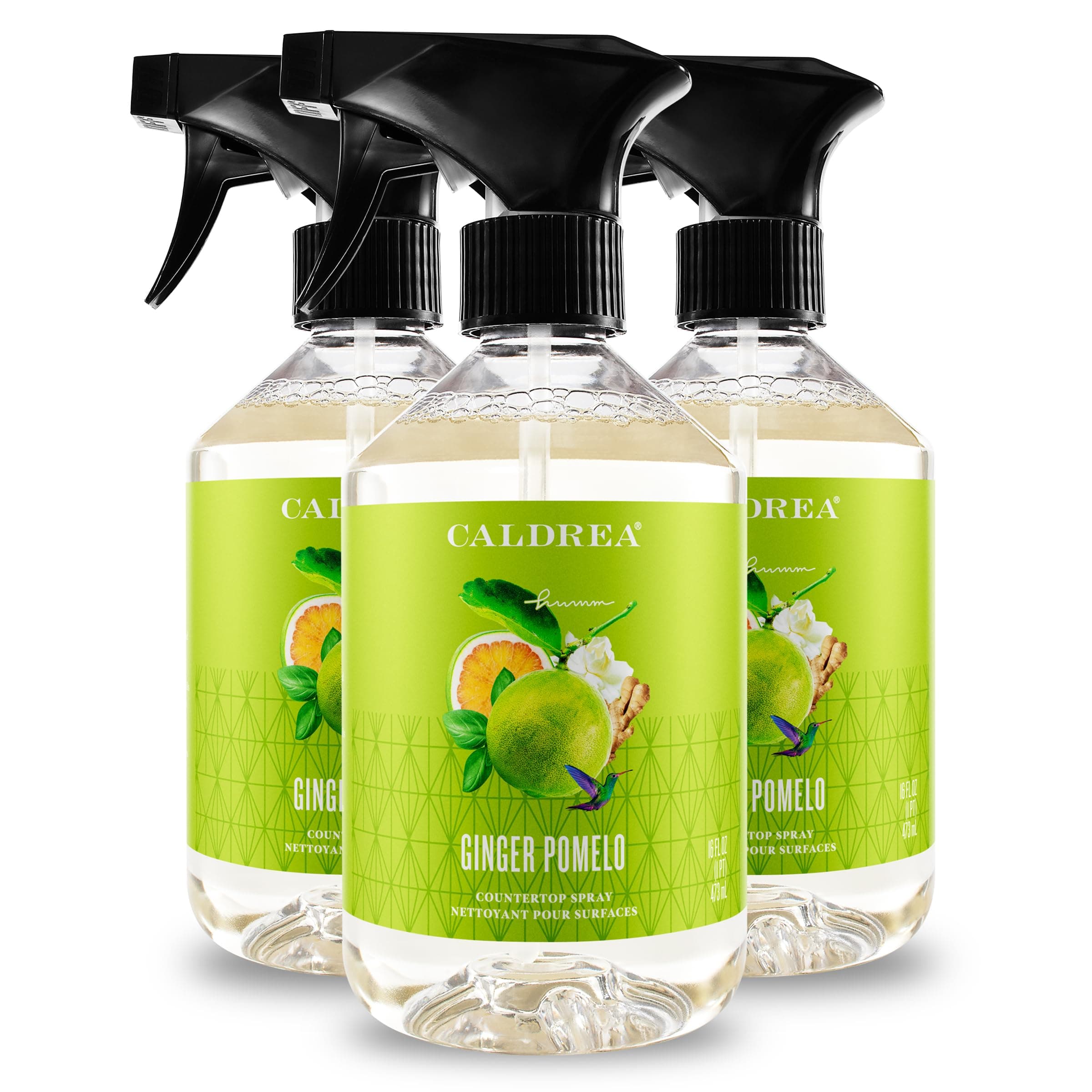 Caldrea Multi-surface Countertop Spray Cleaner, Made with Vegetable Protein Extract, Ginger Pomelo, 16 oz, 3 Pack