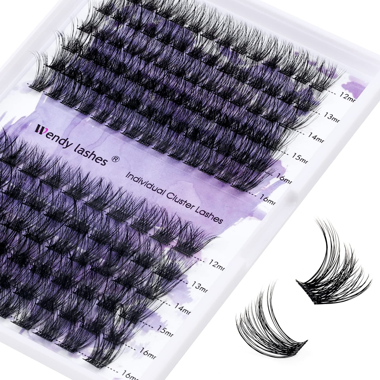 Individual Eyelashes C/D Curl DIY Wide-Stem Lash Clusters 12-16mm Thin Band Soft and Wispy Comfortable (Hybrid/Volume-0.07C, 12-16mm Mixed)