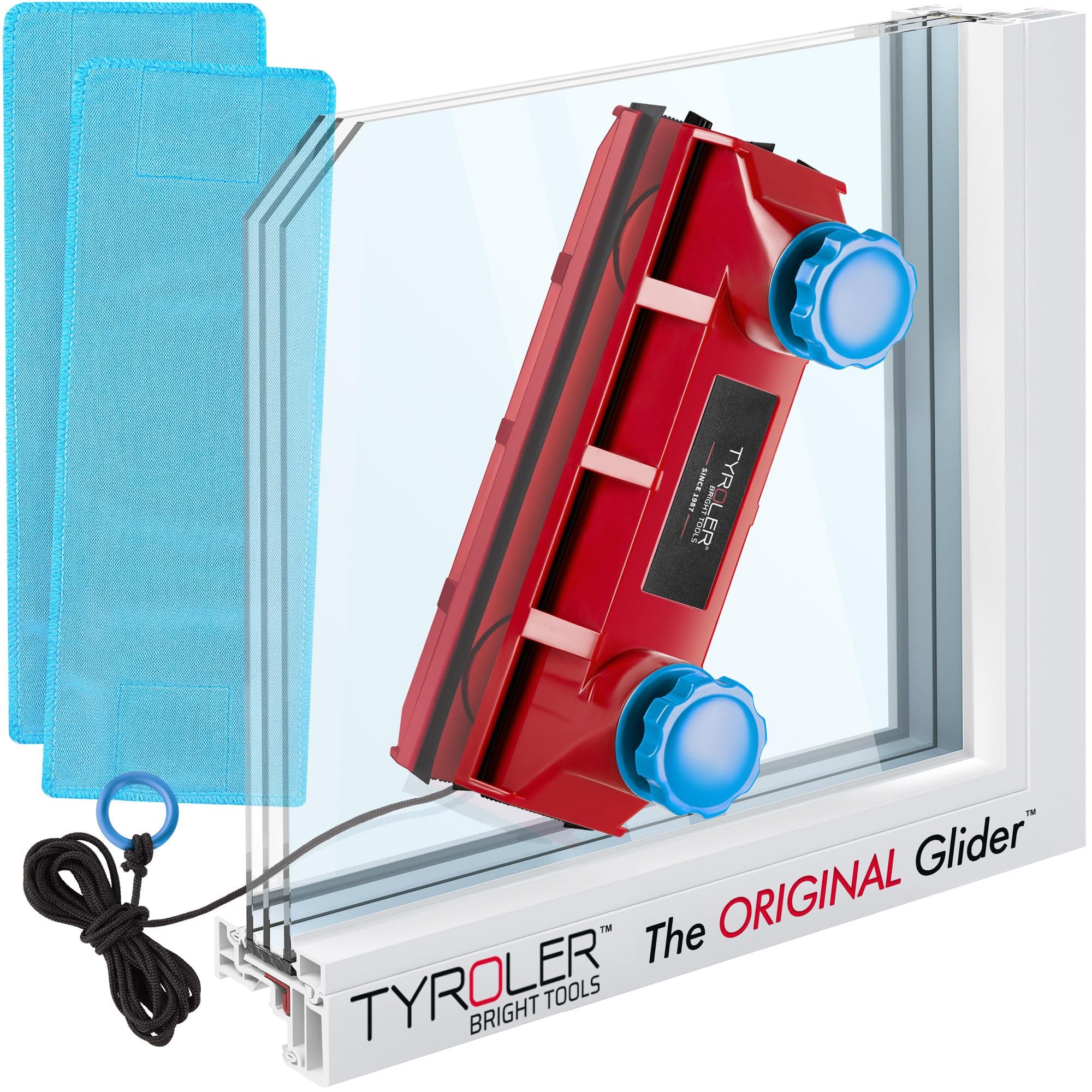 Magnetic Window Cleaner Tool |The Glider D-3 AFC Single or Double Glazed Window 0.1"-1.1" | Adjustable Magnet Force Control | Indoor and Outdoor Glass Pane Cleaning.