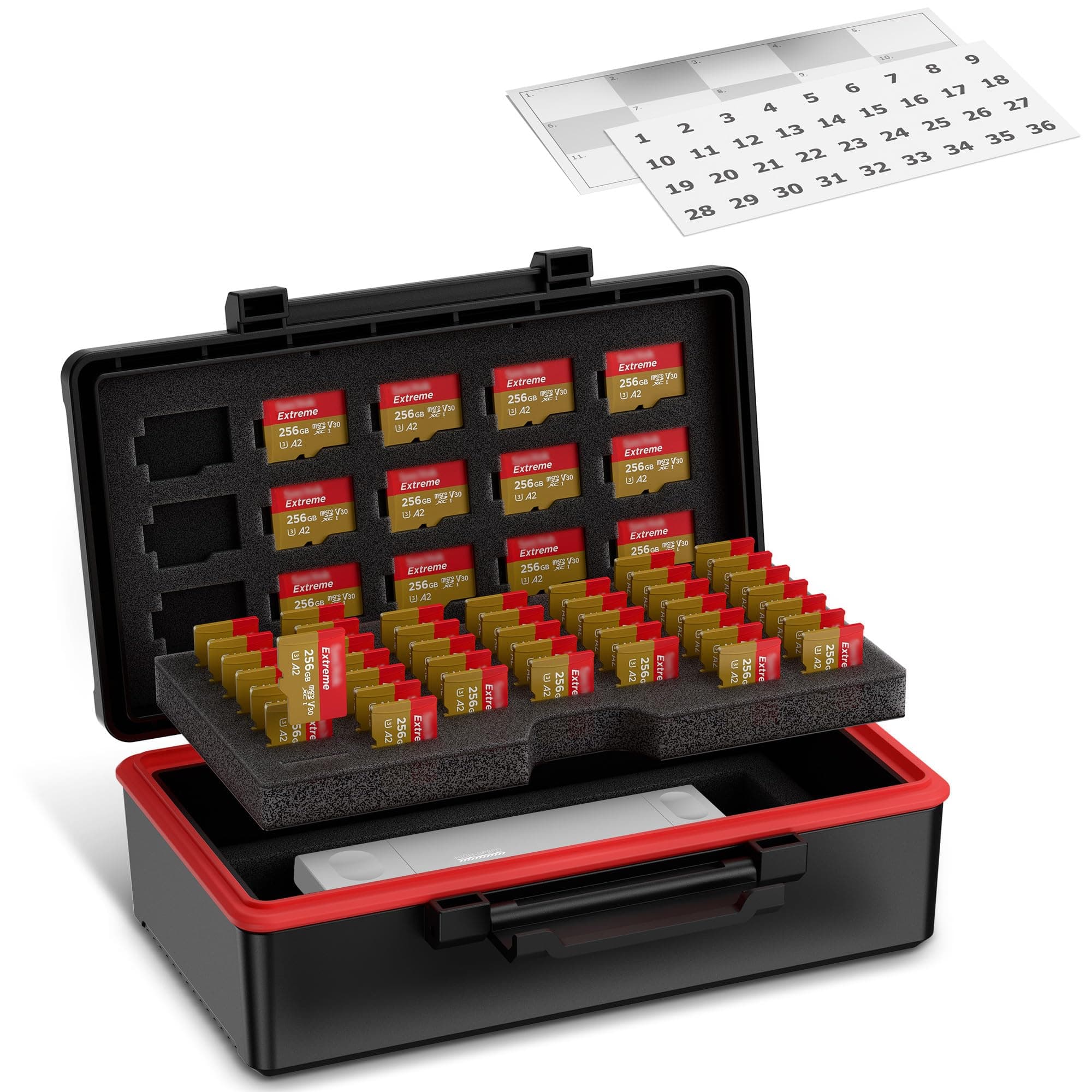 Kiorafoto 58 Slots TF Micro SD MSD Memory Card Case Holder Water-Resistant Anti-lost Anti-shock Storage Organizer with Labels & Notepaper, Switch Steam Deck Drone Trail Camera Memory Cards Accessories