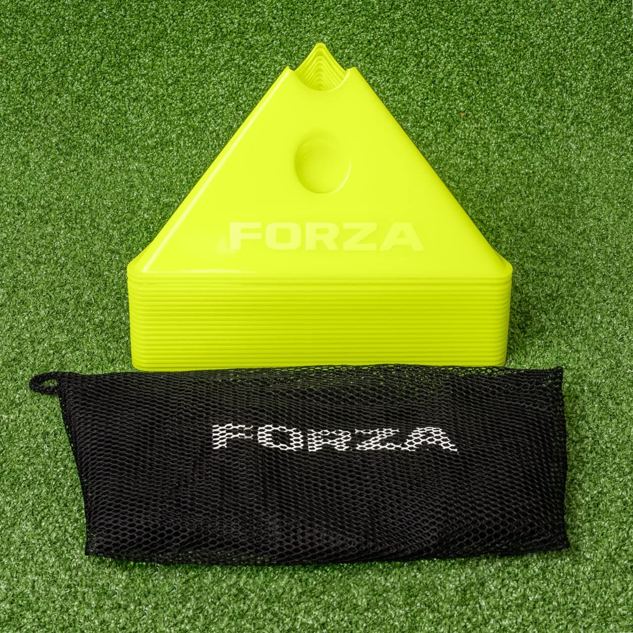 FORZA Jumbo Triangle SuperCones | Professional Football Training Cones with Triangular Design - Ideal for Speed, Agility, and Footwork Drills [Pack of 20 with Carry Bag]