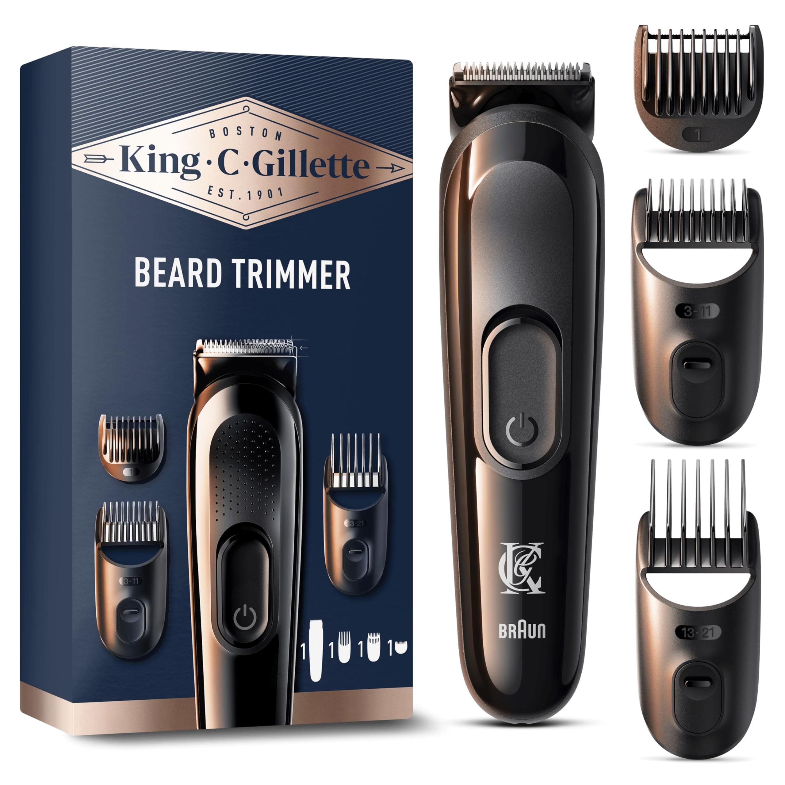 Cordless Men’s Beard Trimmer Kit with Lifetime Sharp Blades and 3 Interchangeable Combs