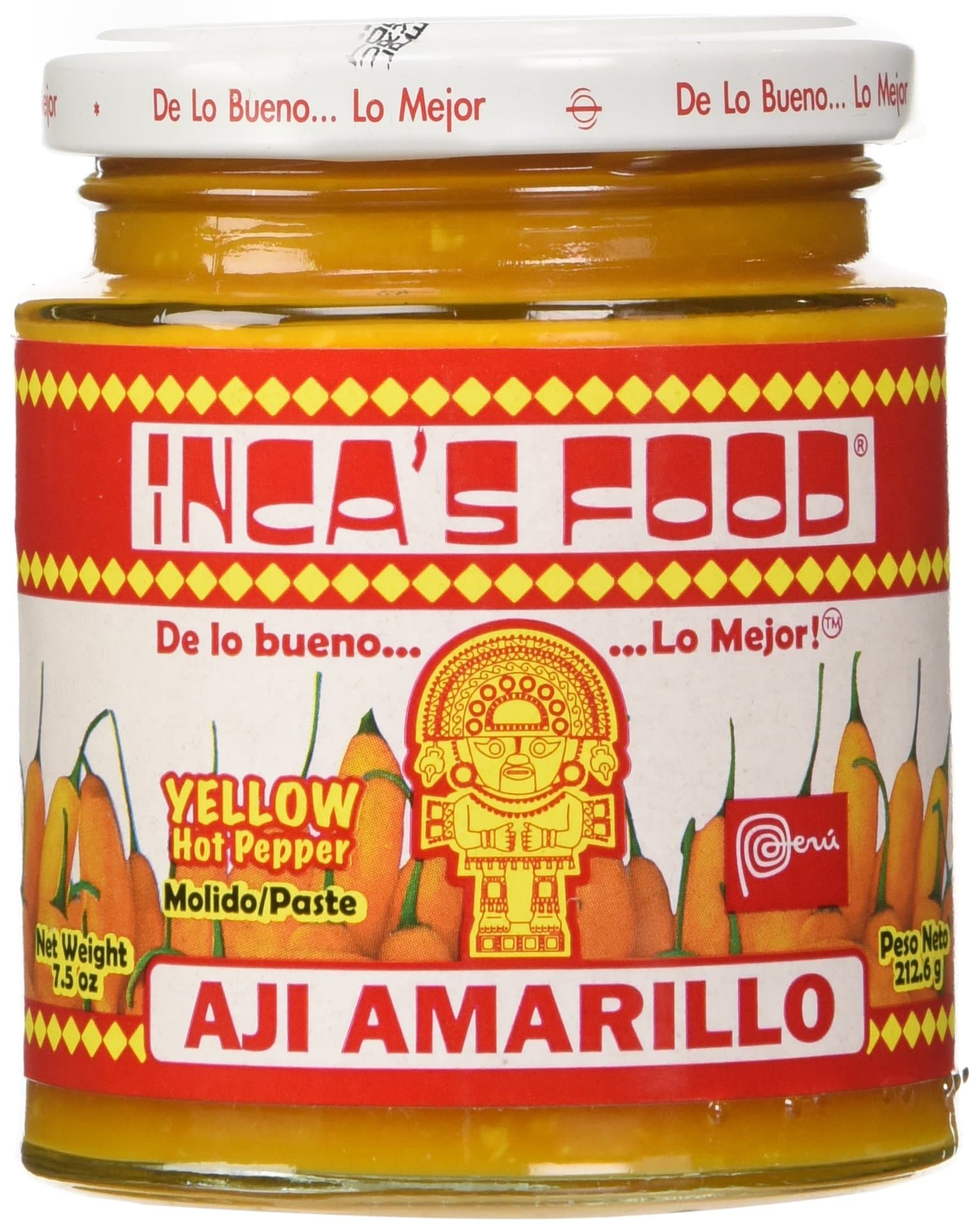 Aji Amarillo Paste - Hot Yellow Pepper Paste, 7.5 Oz Jar - Product of Peru by Inca's Food