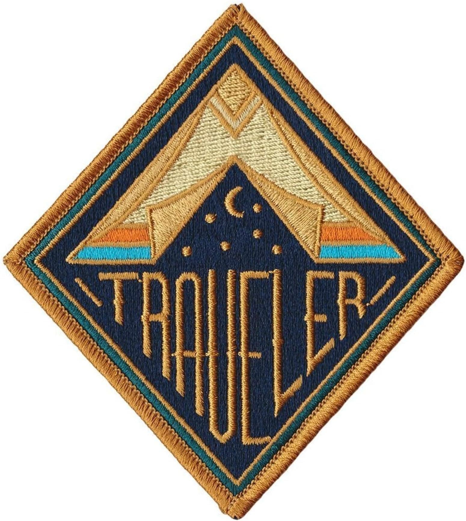 Karma Patch 3.5 Inch Traveler Embroidered Fabric Applique Patch, Iron-on or Sew-on, Triangular, 1 Piece, Holiday, Multicolored, Large, DIY Gift