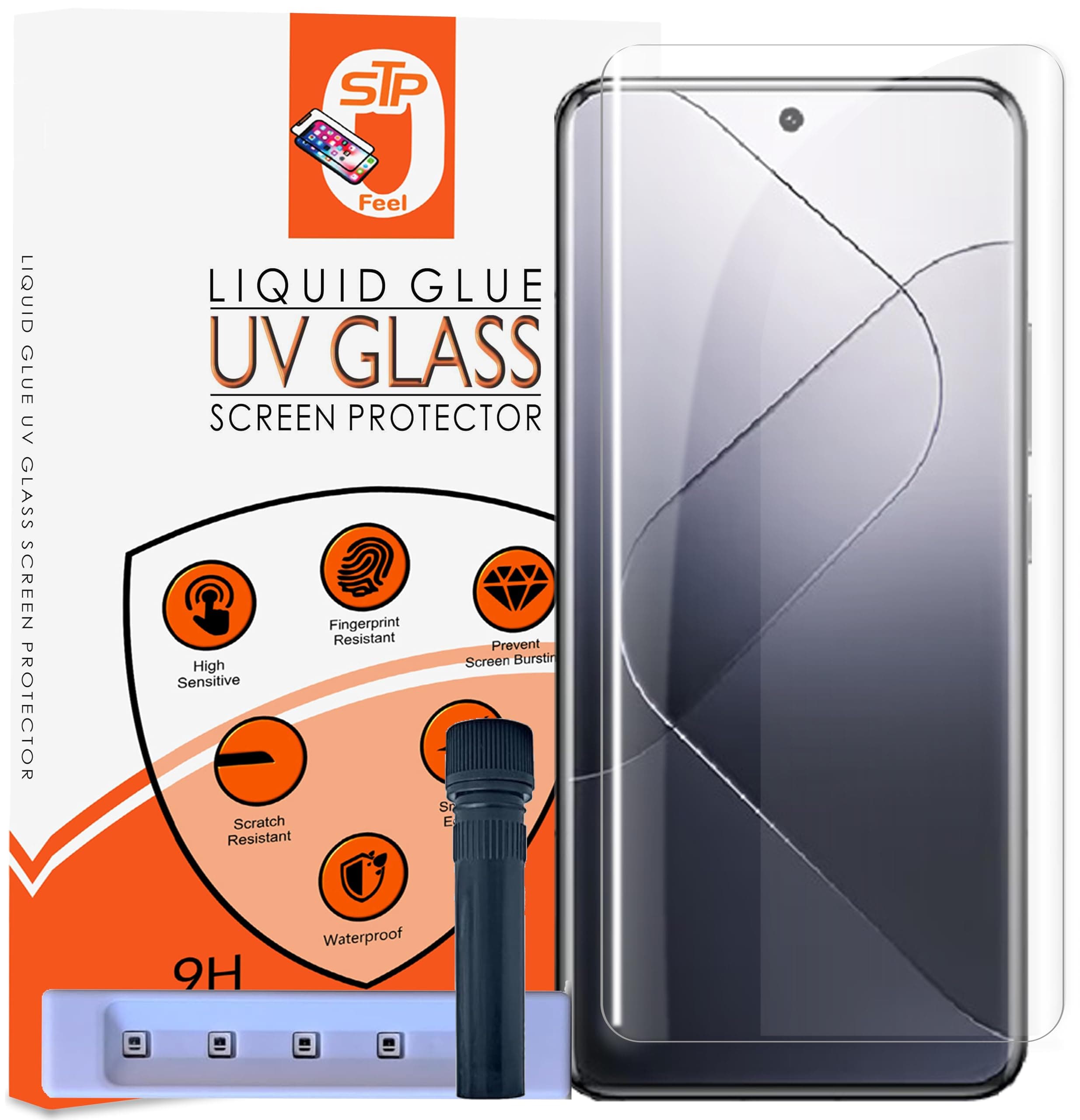 HD+ UV Tempered Glass Screen Protector Guard Compatible For Xiaomi 14 Pro 5G (6.73 Inch, Pack of 1) Full Adhesive UV Curved Case Friendly HD Clarity with easy installation kit