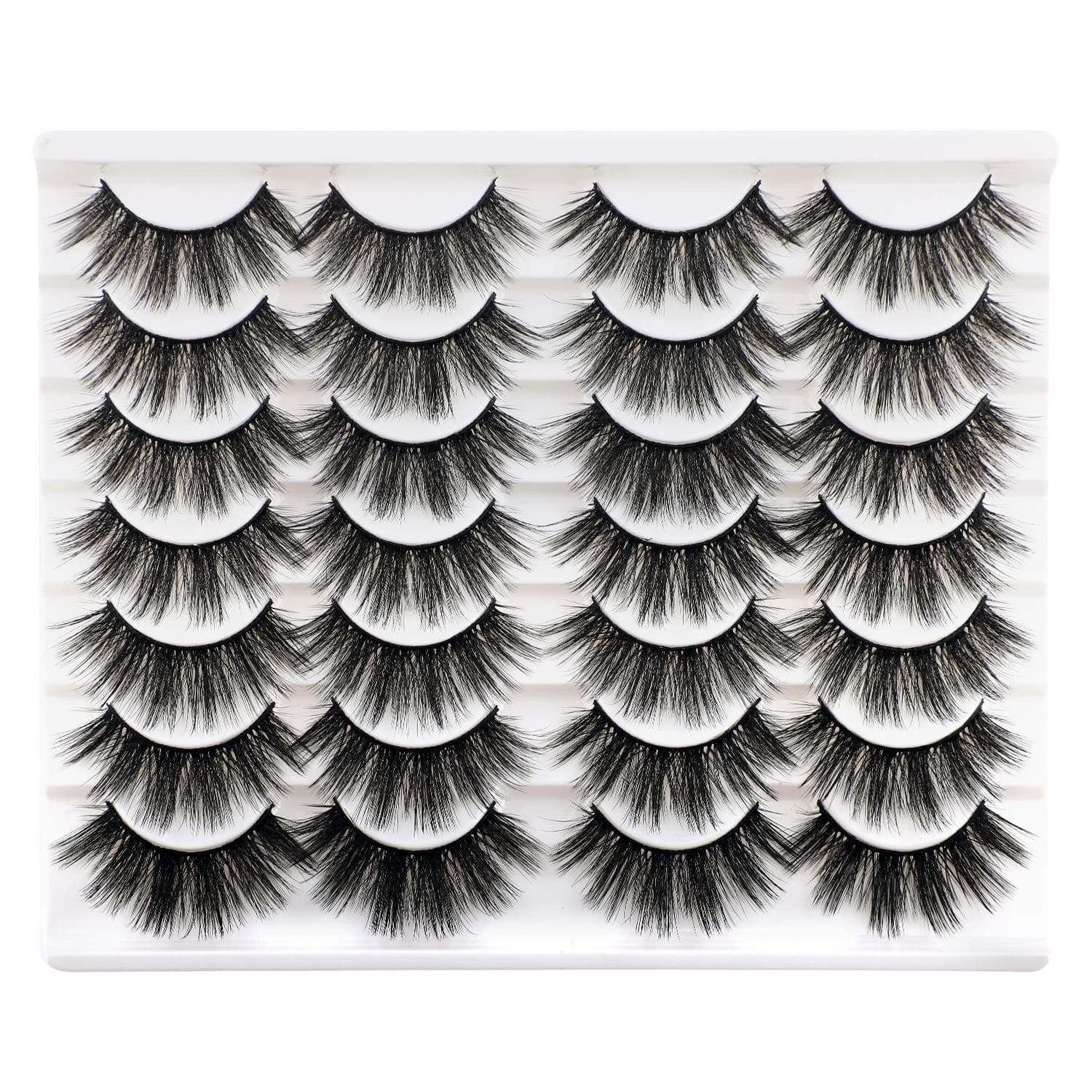 False Eyelashes 20MM Long Dramatic Faux Mink Lashes Pack Thick Fluffy Volume Wispy Strip Fake Eye Lashes Multipack 14 Pairs