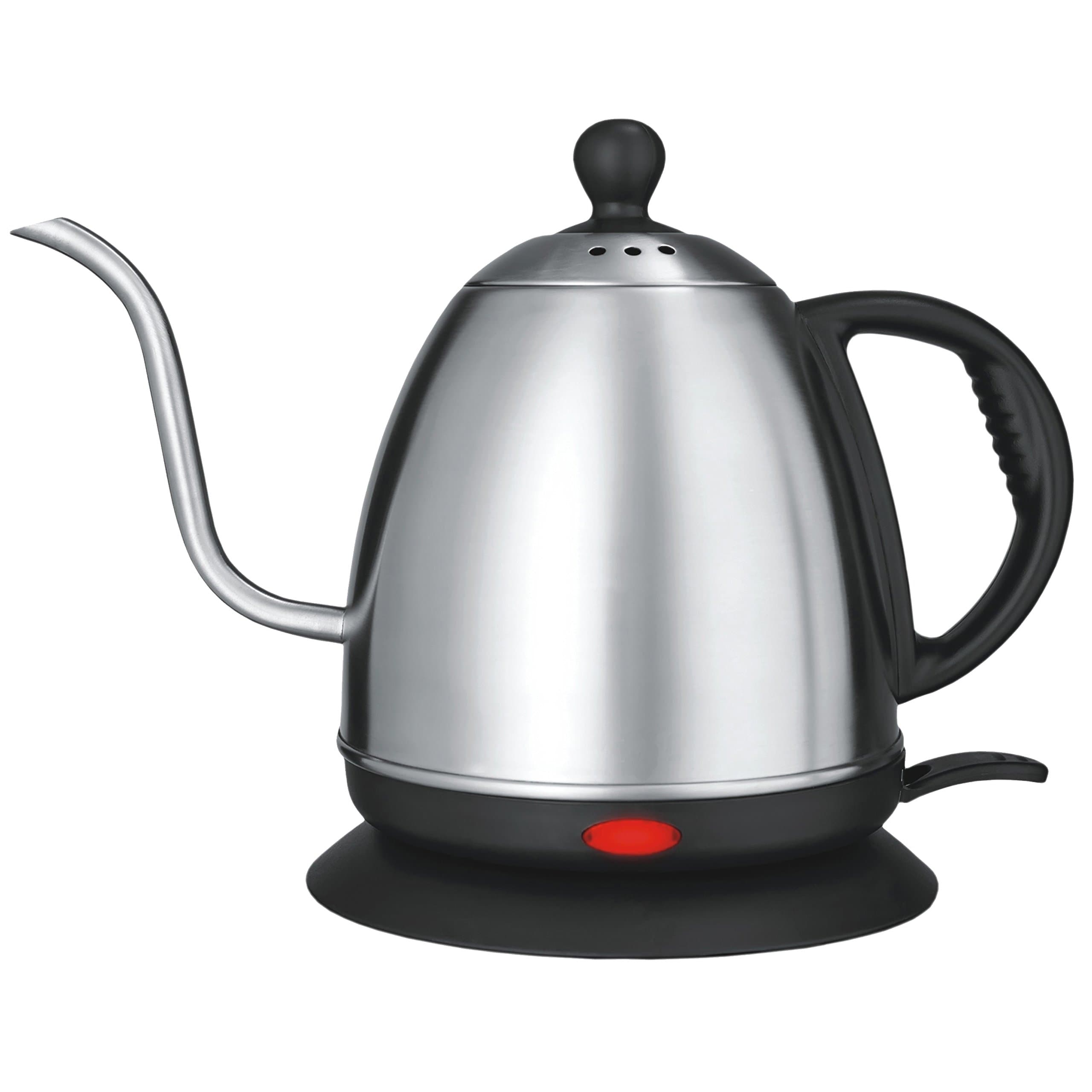 Stainless Steel Electric Kettle 1 L | Rust Proof | Precise Curved Gooseneck Kettle For Spill Free| Heat Fast | LCD Display Auto Shut-Off | Cordless Teapot For Coffee, Boiling Water, (Strix Controller)