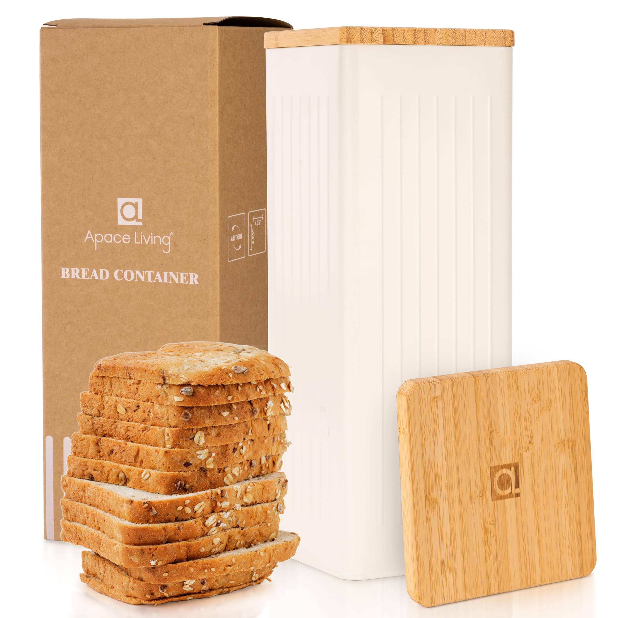 Apace Living FRESHSLICE Bread Container | Bread Keeper with Airtight Lid | Bread Storage Loaf Container | Metal Bread Box with Bamboo Lid | Fresh Bread Holder for Homemade Bread, 5 Liter