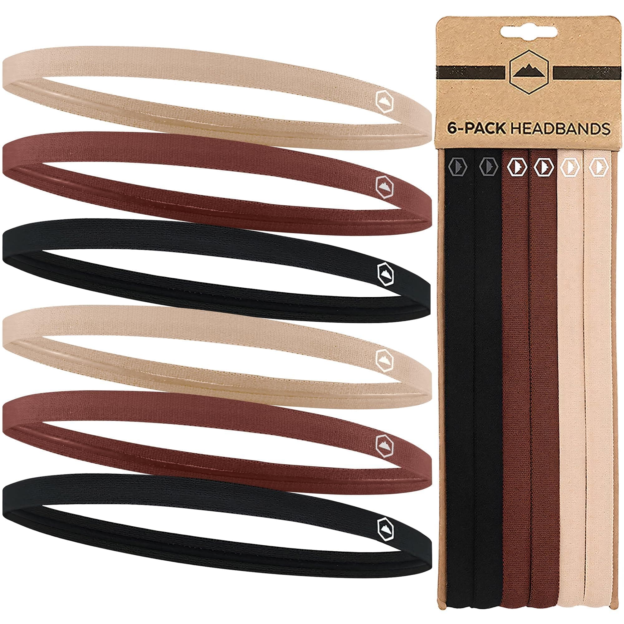Elastic Headbands Black/Light Brown/Dark Brown
