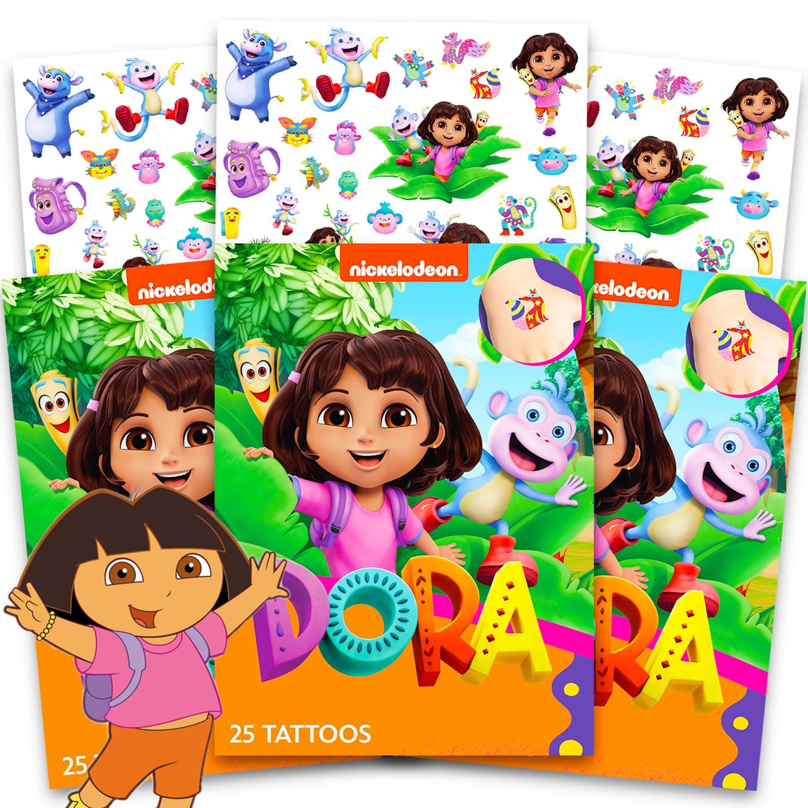 Dora the Explorer Temporary Tattoos Set ~ 75 Dora Tattoos Party Favors for Kids Girls Boys