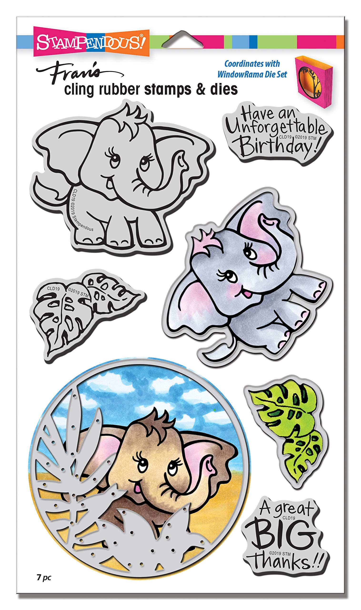 Stampendous Cling Stamp & Die Set-Elephant, Silver