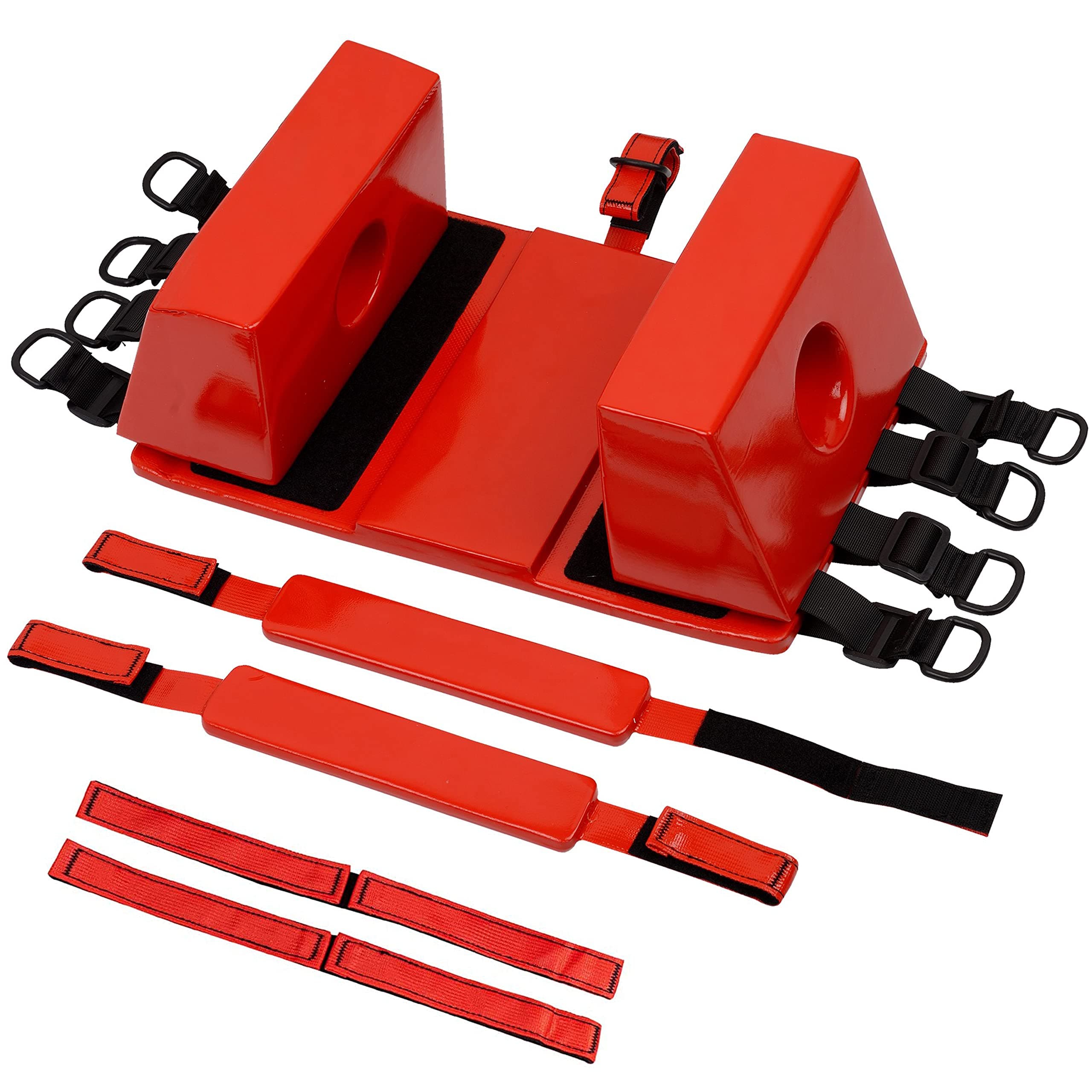 EMS XTRM Spine Board Head Immobilizer for Backboard - Re-usable, Lightweight, Portable, Adjustable Straps, and Universal Fit - Red