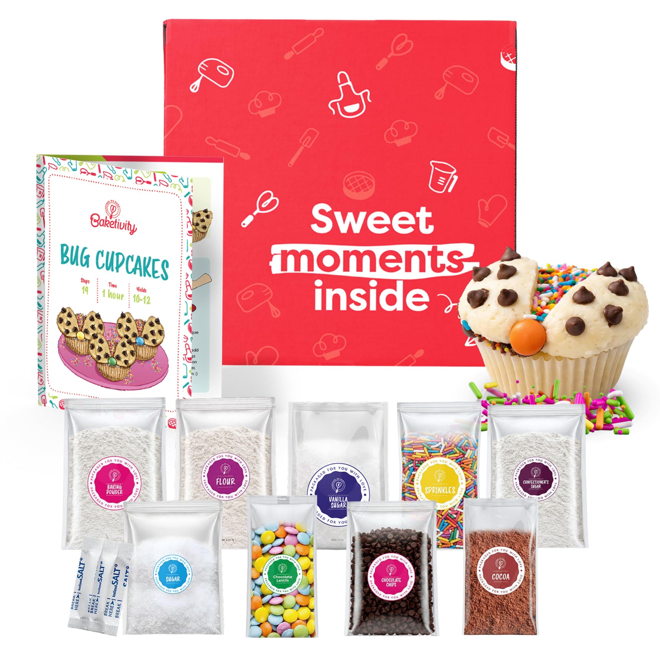 BAKETIVITY Kids Baking DIY Activity Kit - Bake Delicious Bug Cupcakes with Pre-Measured Ingredients – Best Gift Idea for Boys and Girls Ages 6-12