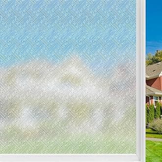 Filmgoo Window Privacy Film Frosted Stained Glass Film Non Adhesive Static Cling Removable Glass Film Anti-UV Sun Blocking Decorative Window Film for Office Home Kitchen (Clear, 29.5 Inch x 13.1 Feet)