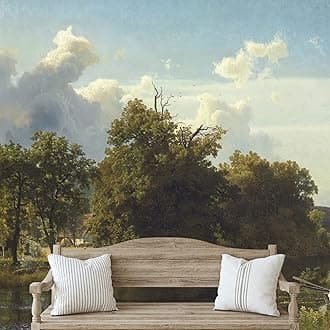 IDEA4WALL Removable Wall Sticker/Wall Mural Scenic Mountain Valley Forest Lake Nature Wilderness Illustrations Fine Art Farmhouse/Country Landscape Rustic for Living Room, Bedroom, Office - 66"x96"