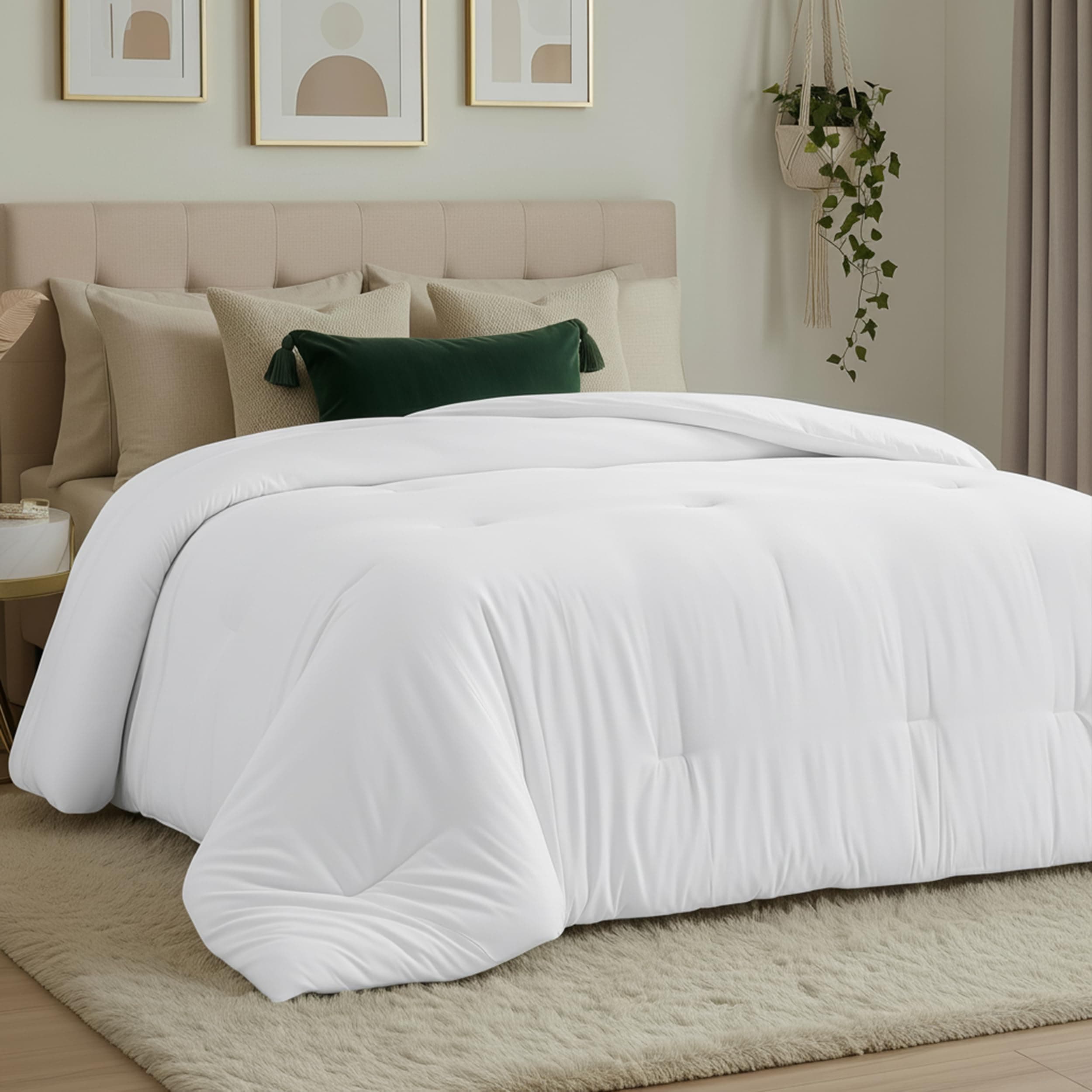 Utopia Bedding Comforters Queen Size, All Season Duvet Insert, Down Alternative Queen Comforter with Corner Tabs, Machine Washable Bed Comforter 88 x 88 Inches (White)