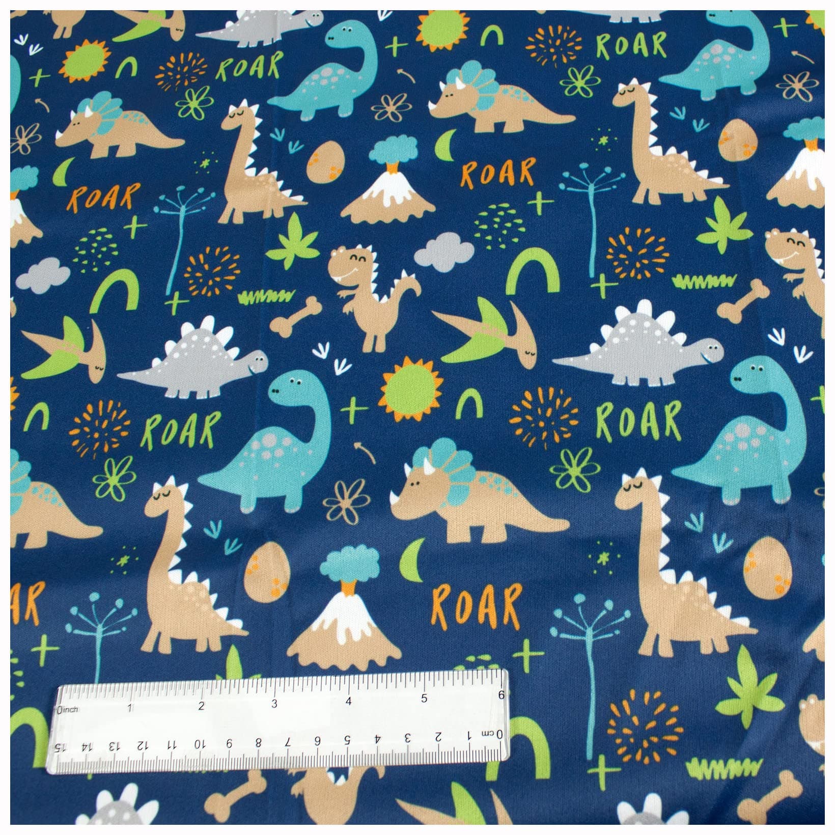 Polyurethane Laminate (PUL) Pre-Cut Fabric by The Meter. Waterproof and Breathable. Perfect for Cloth Diapers and Similar Projects. 2 Meter, Dinoroar