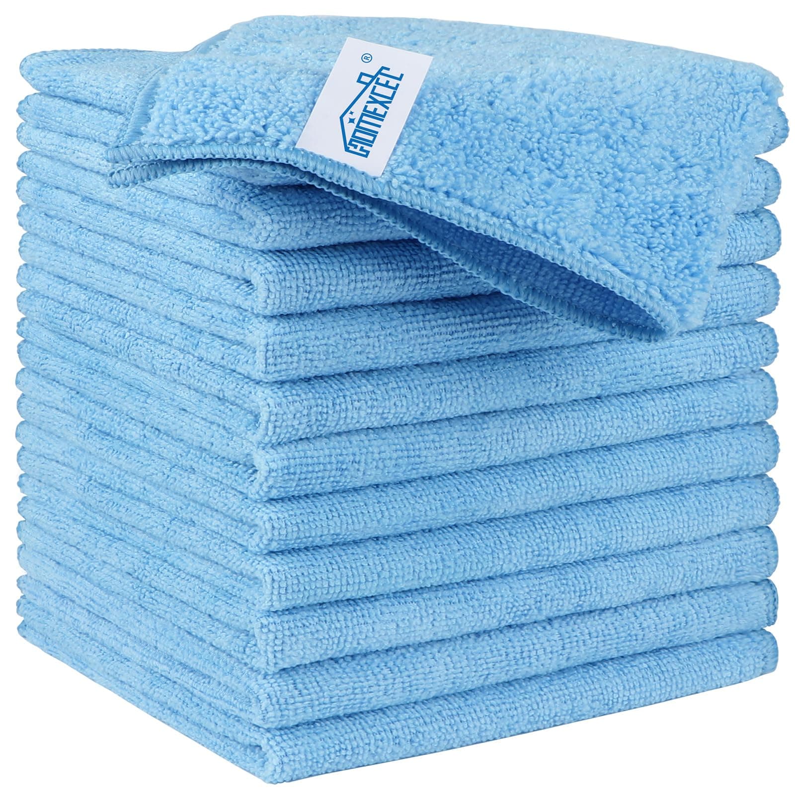 HOMEXCEL Blue Microfiber Cleaning Cloth, 12 Pack Premium Microfiber Towels for Cars, Lint Free, Scratch-Free, Highly Absorbent, Reusable Cleaning Rags for Car, Household, Kitchen, Window,11.5"X11.5"