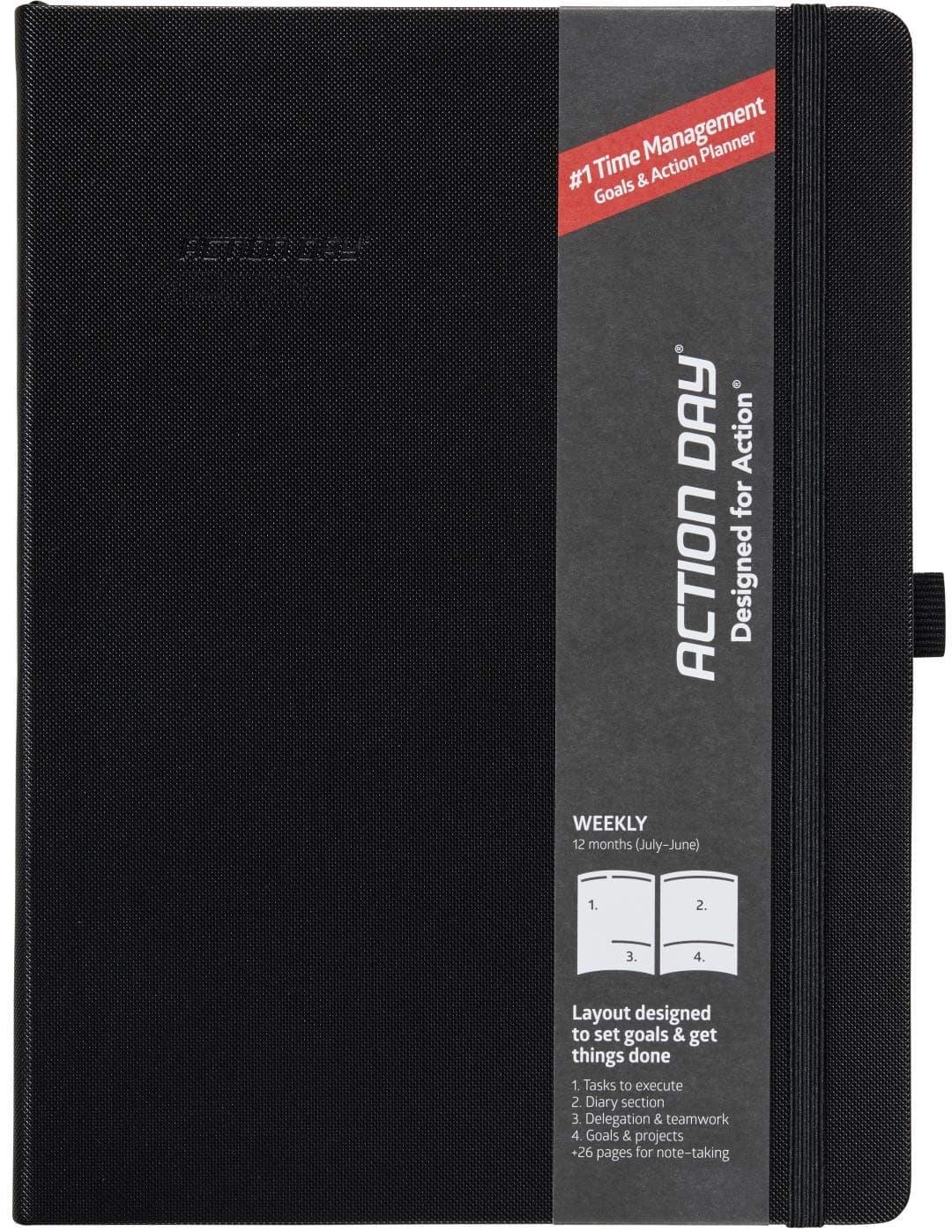 Action Day 2022-2023 Dated Academic Planner Weekly Monthly, School Diary, Calendar, Powerful Action Design and You Get It Done, Faster, Better, More Easily - Pen loop,Bookmarks,Pocket - 8x11 - Black